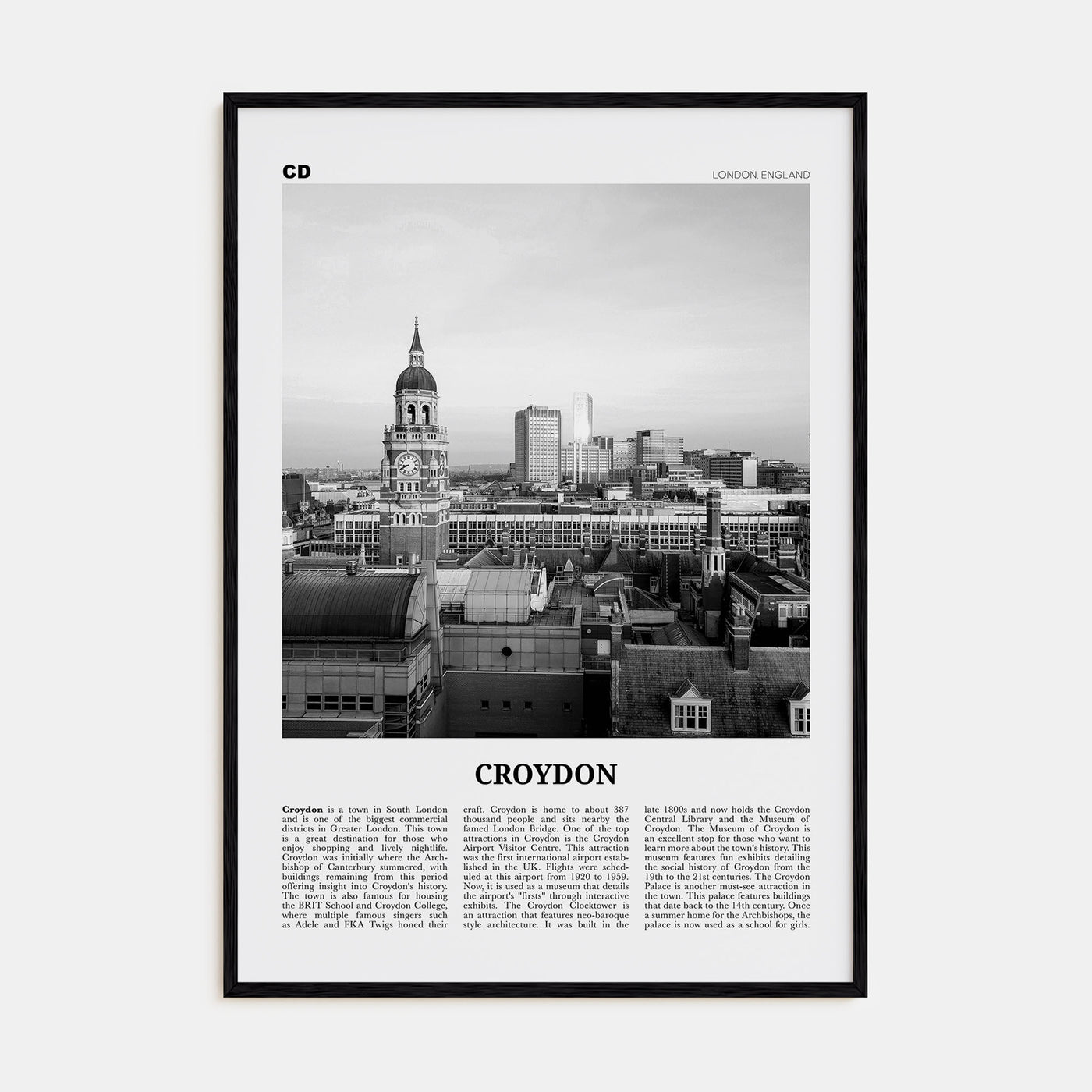 Croydon Travel B&W Poster