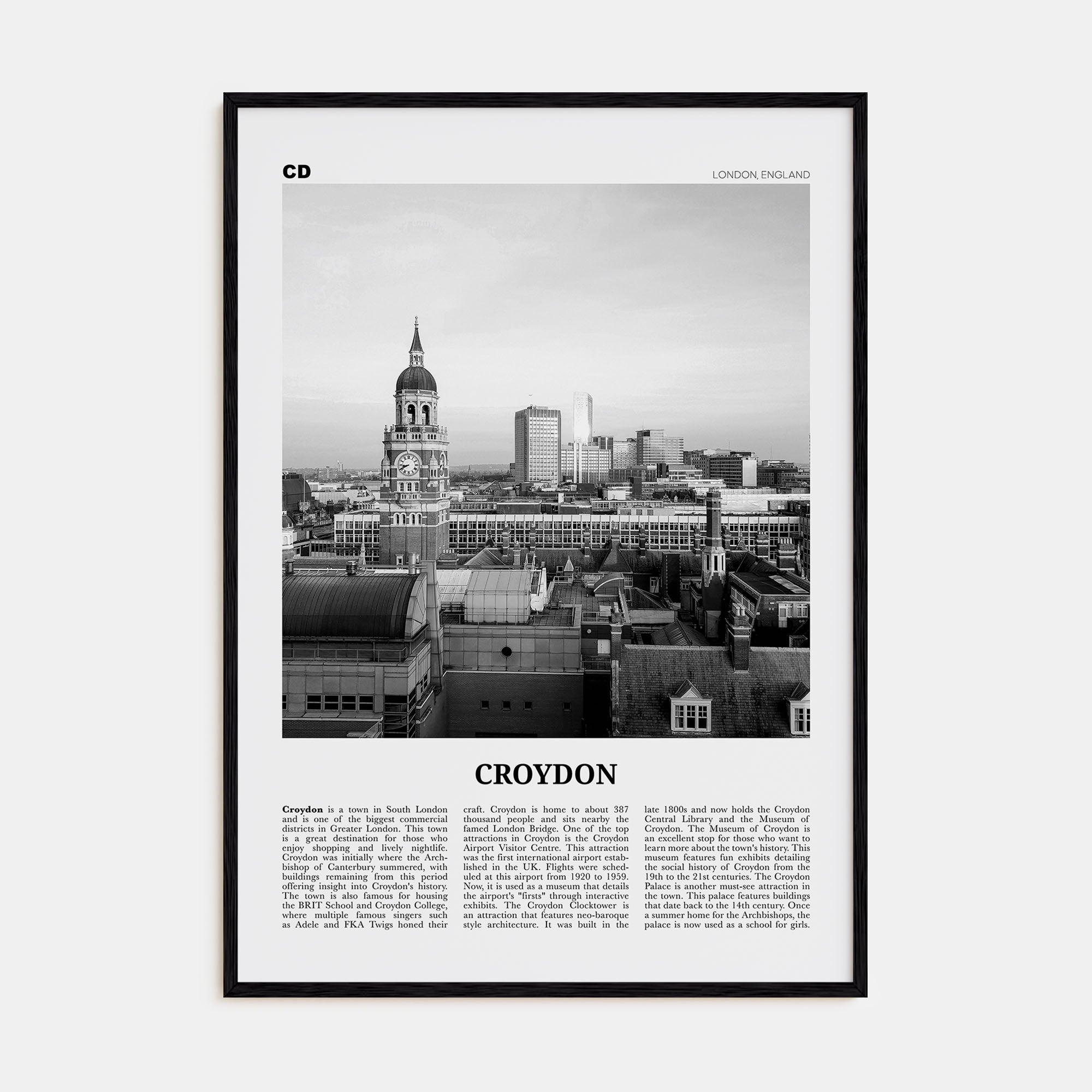 Croydon Travel B&W Poster