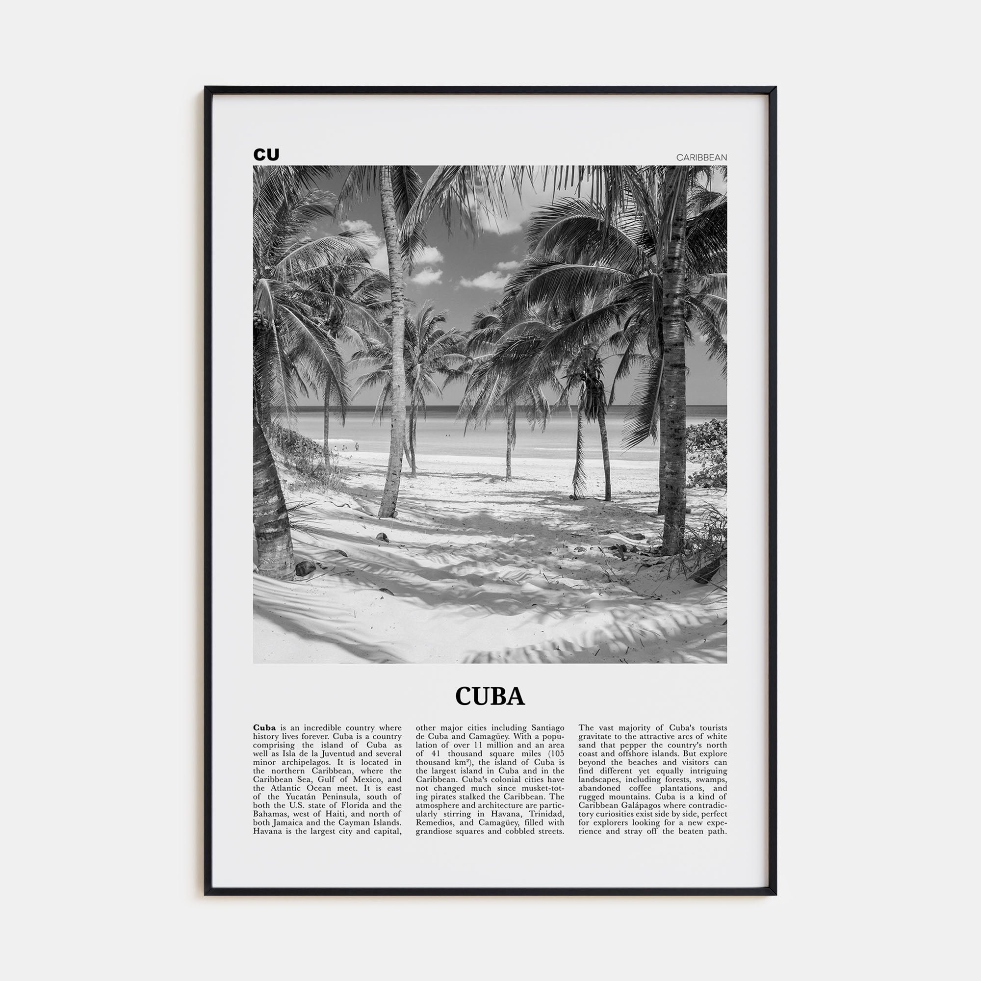 Cuba Travel B&W No 3 Poster