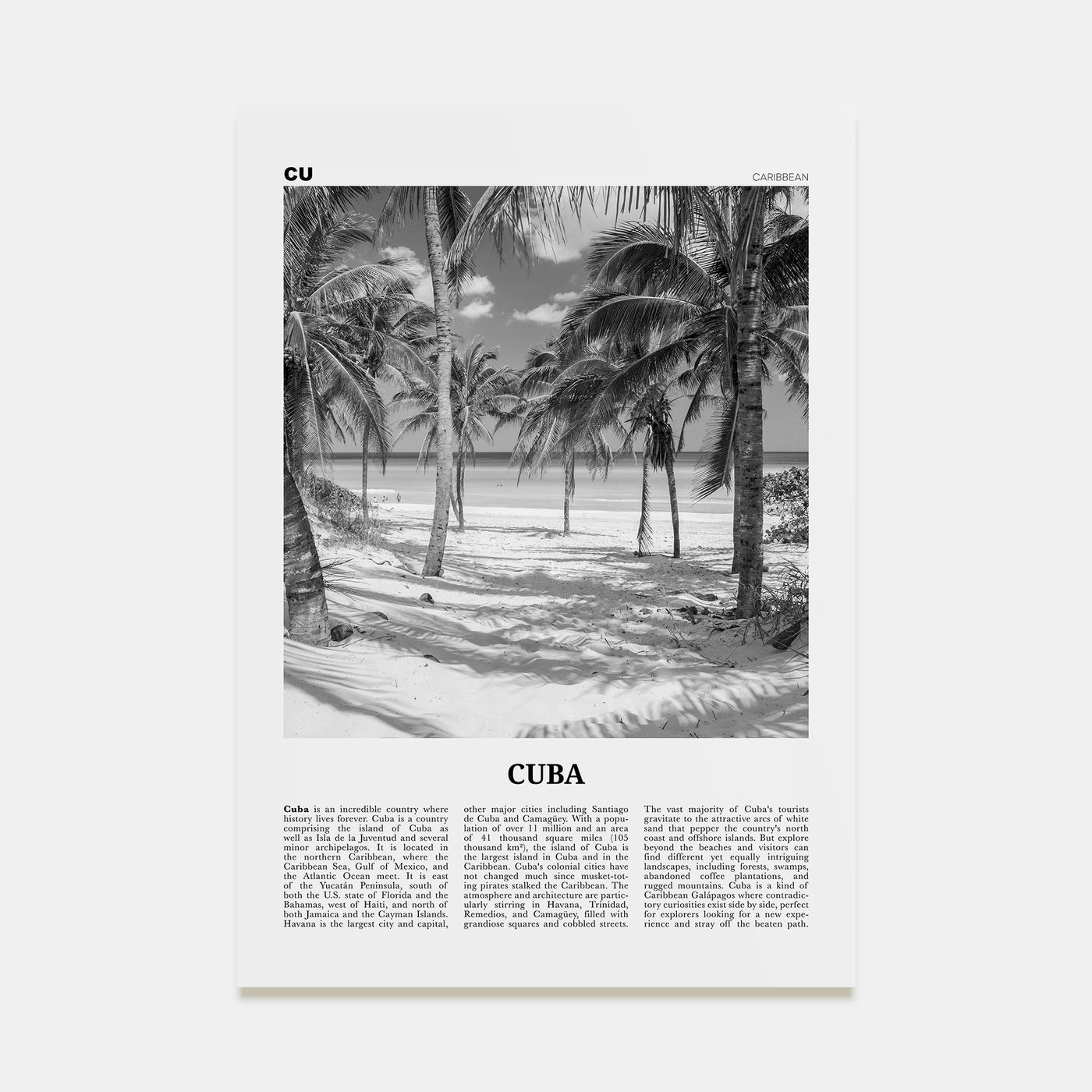 Cuba Travel B&W No 3 Poster