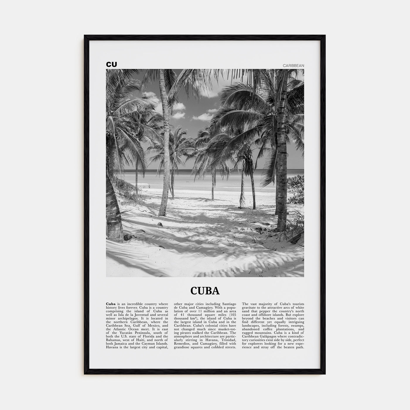 Cuba Travel B&W No 3 Poster