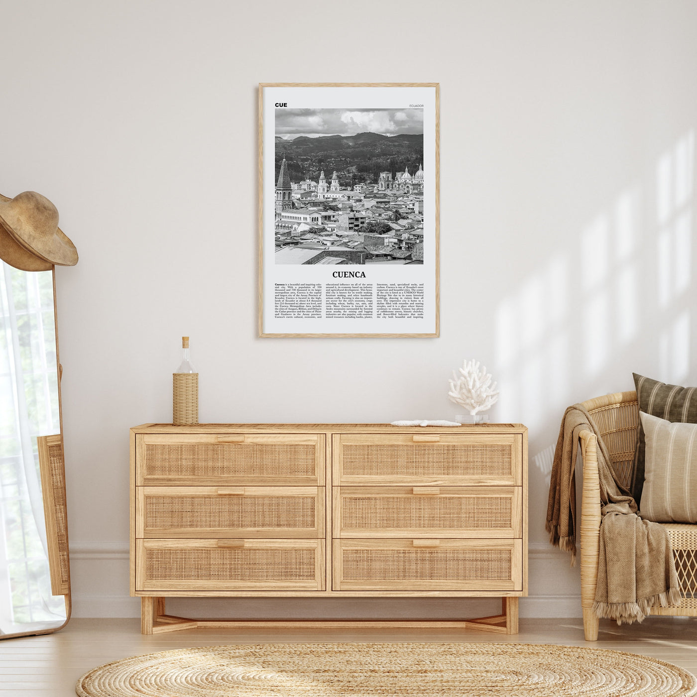 Cuenca, Ecuador Travel B&W Poster