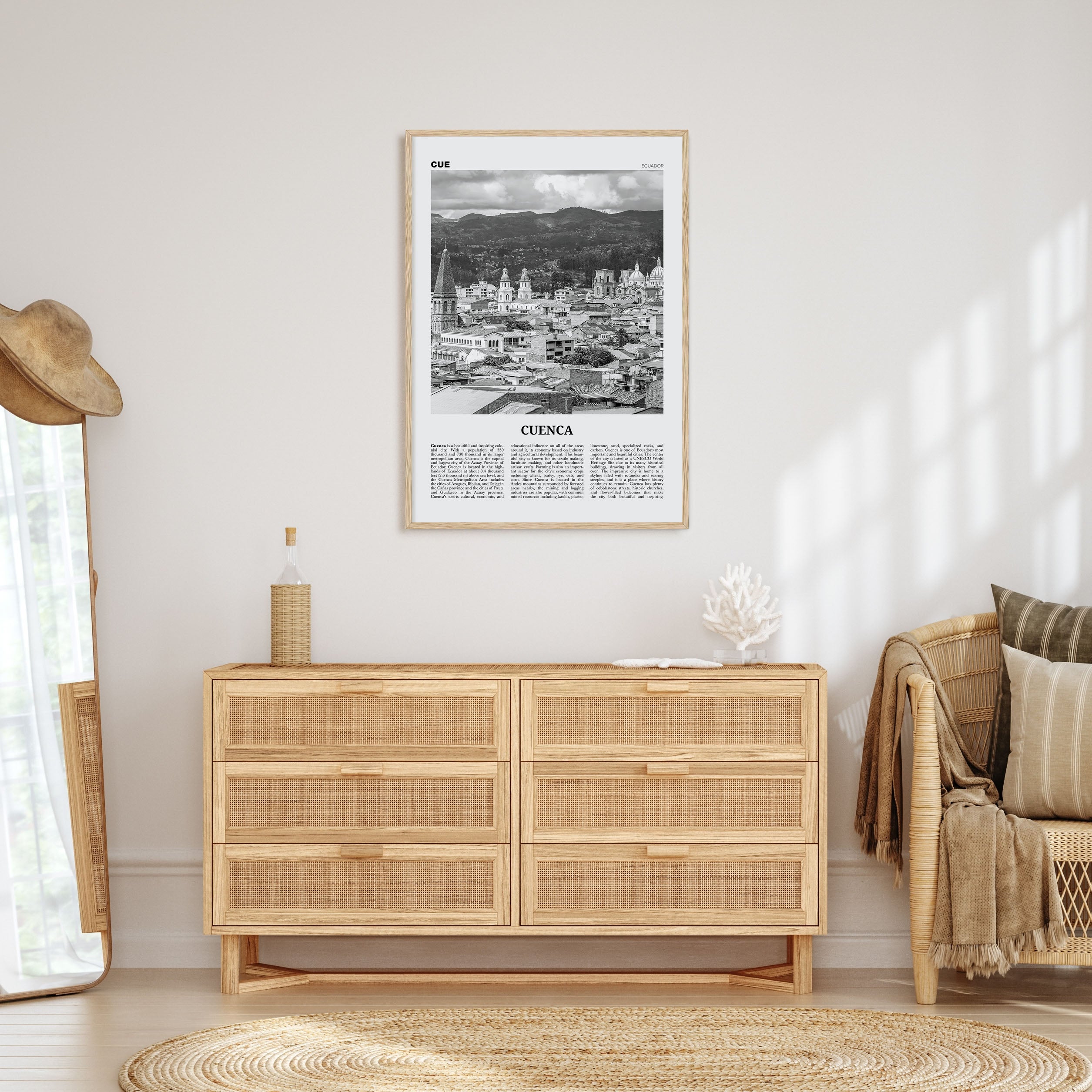 Cuenca, Ecuador Travel B&W Poster