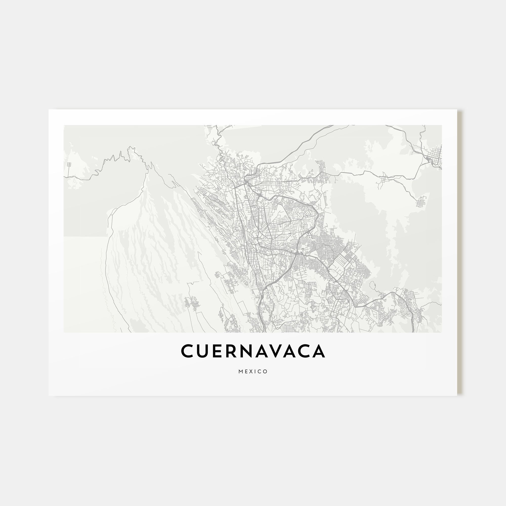Cuernavaca Map Landscape Poster
