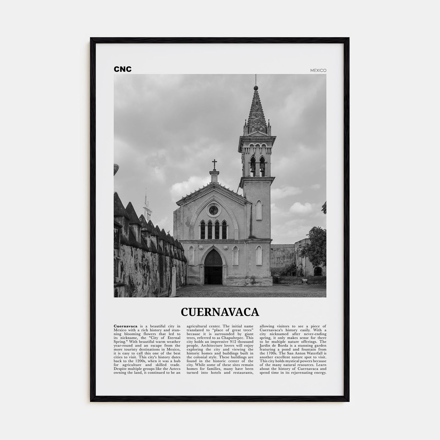 Cuernavaca Travel B&W Poster