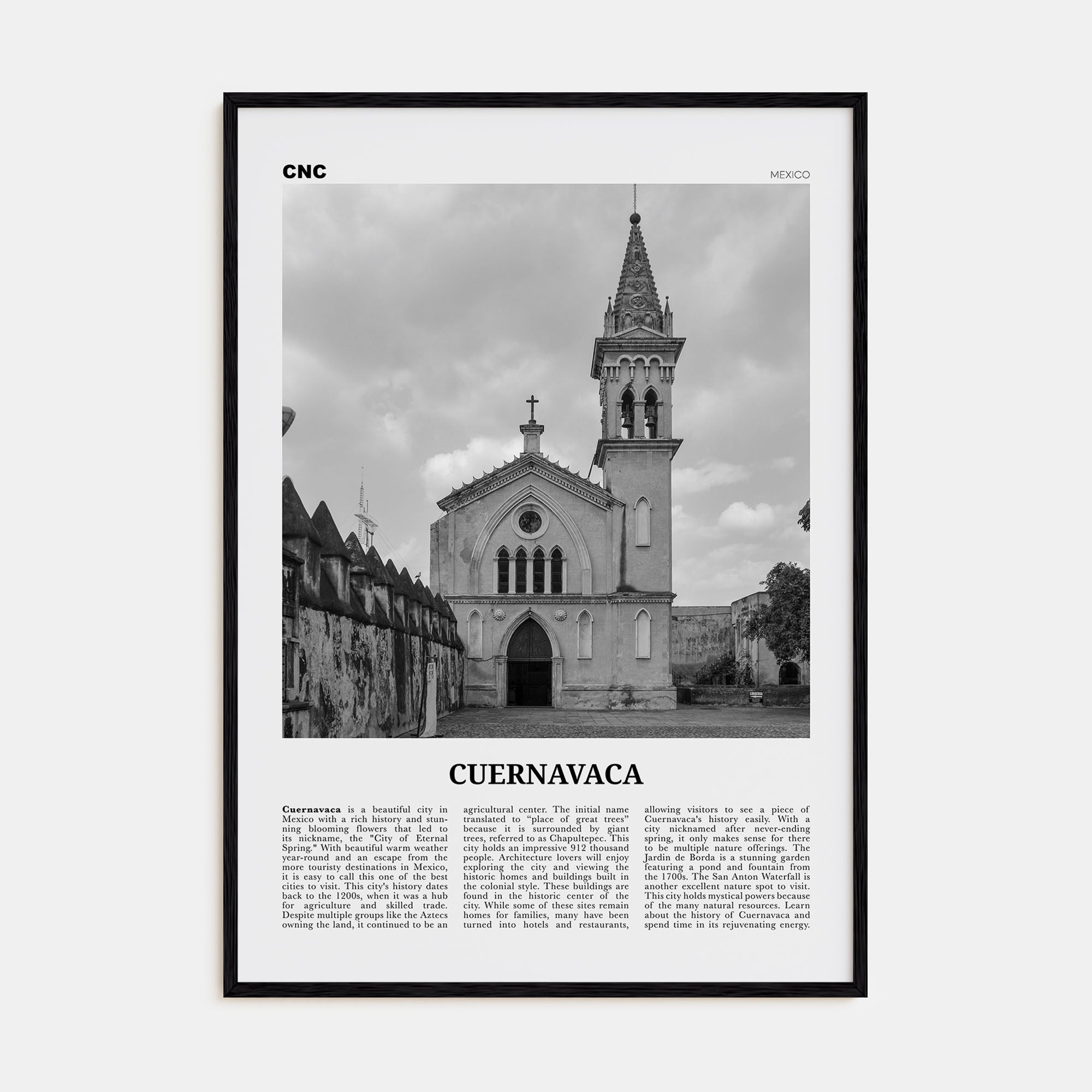 Cuernavaca Travel B&W Poster