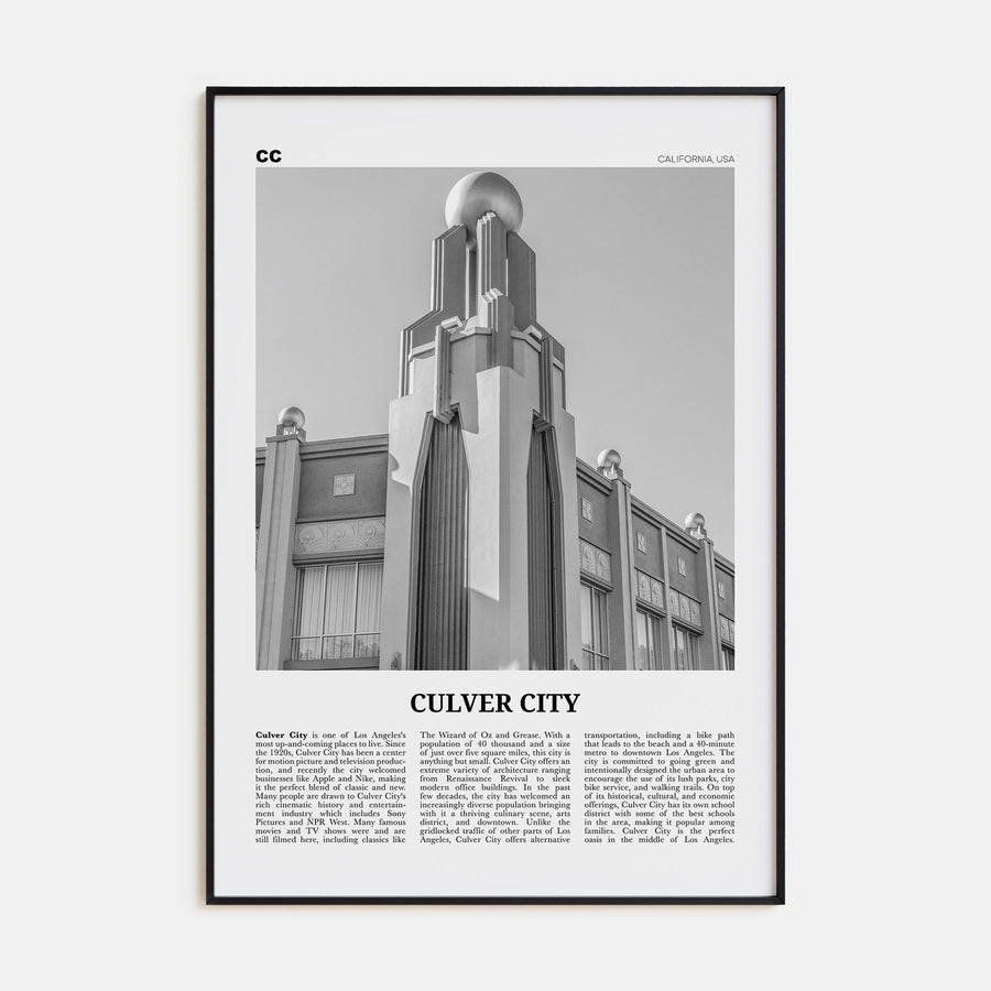 Culver City Travel B&W Poster