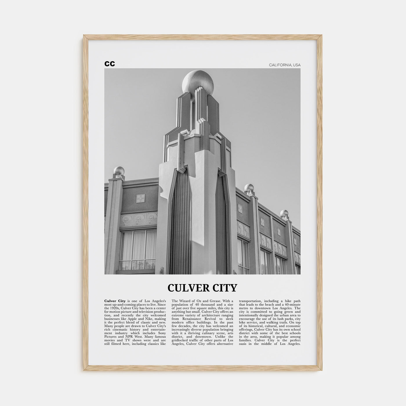 Culver City Travel B&W Poster
