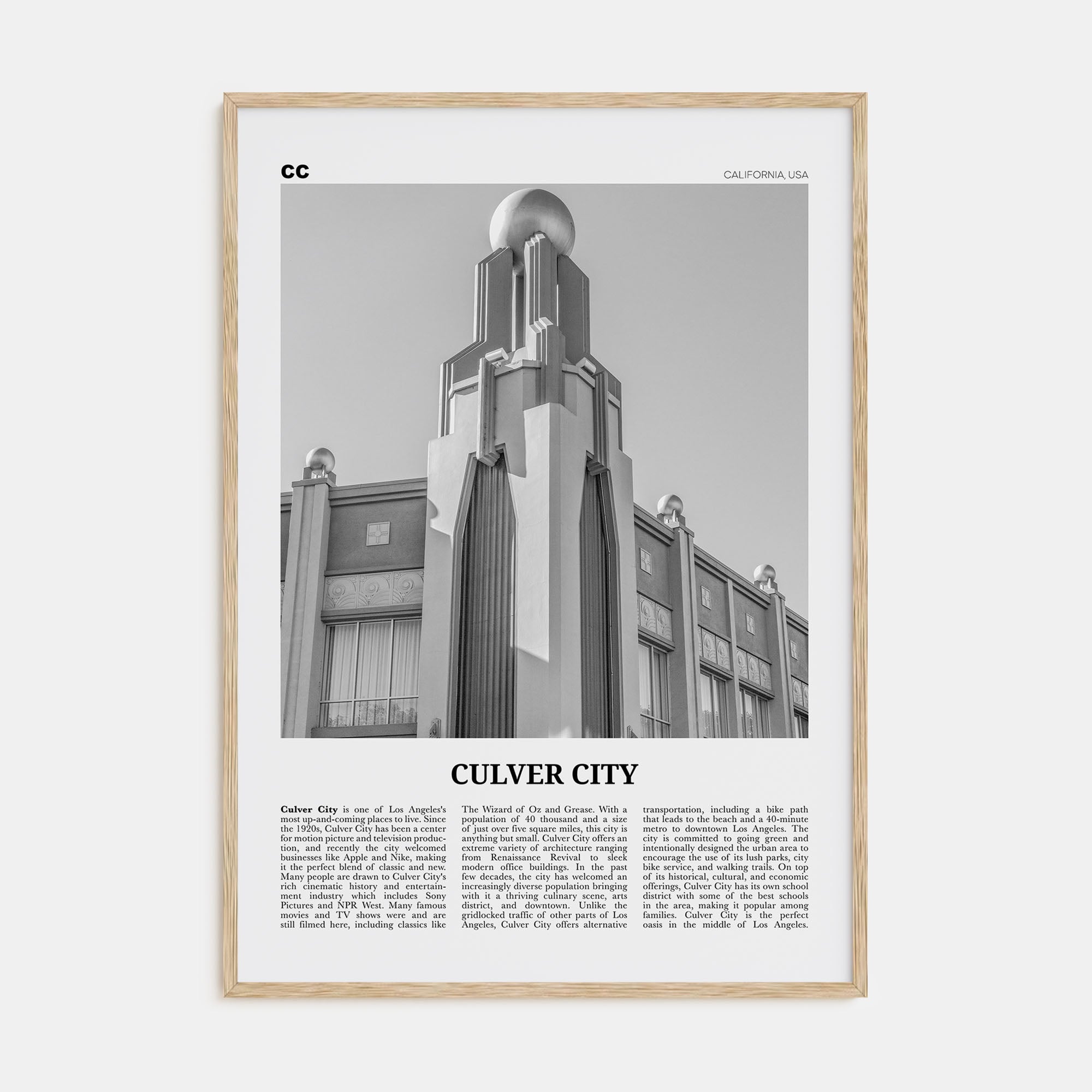 Culver City Travel B&W Poster