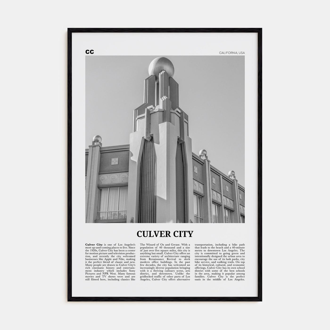 Culver City Travel B&W Poster