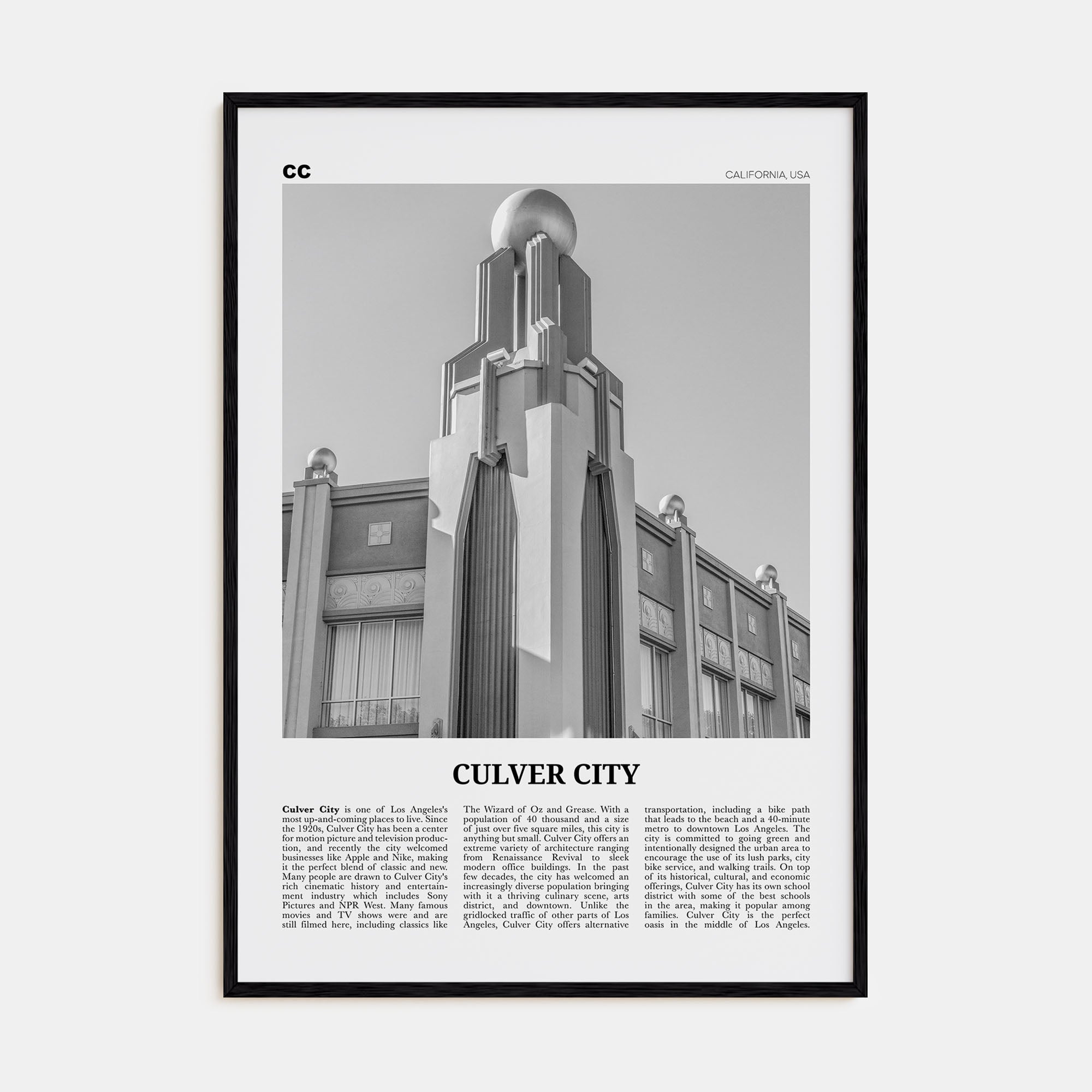 Culver City Travel B&W Poster