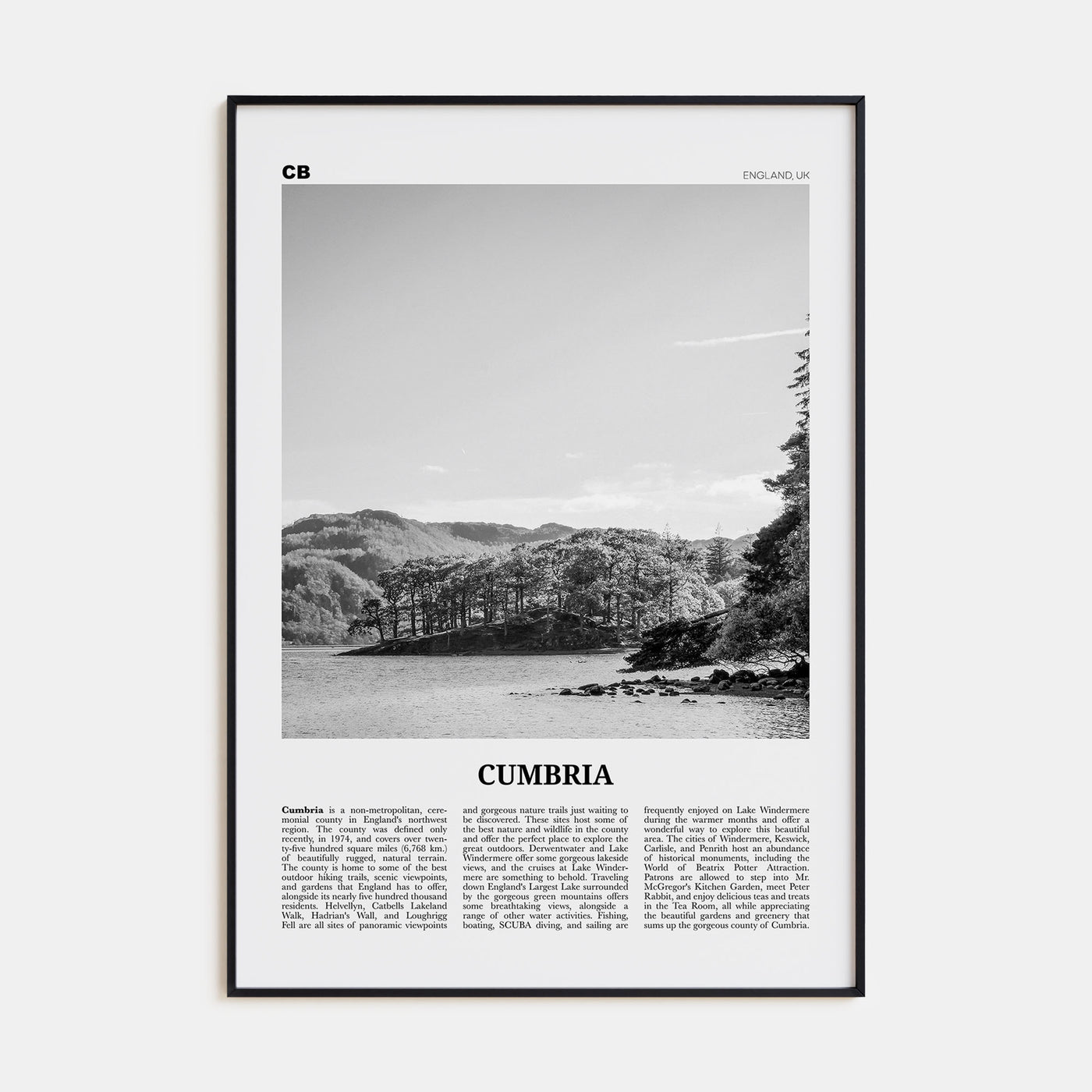 Cumbria Travel B&W Poster