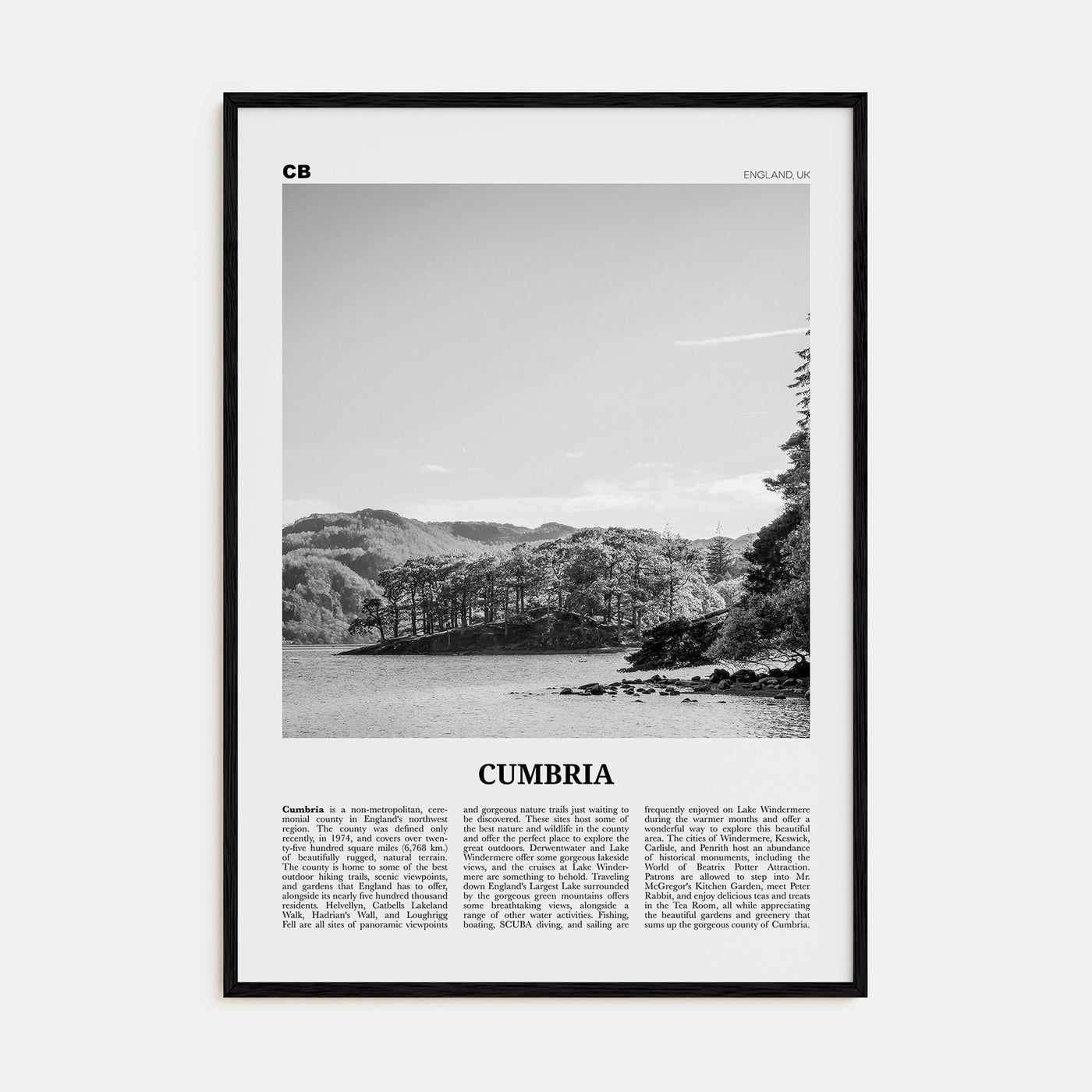 Cumbria Travel B&W Poster