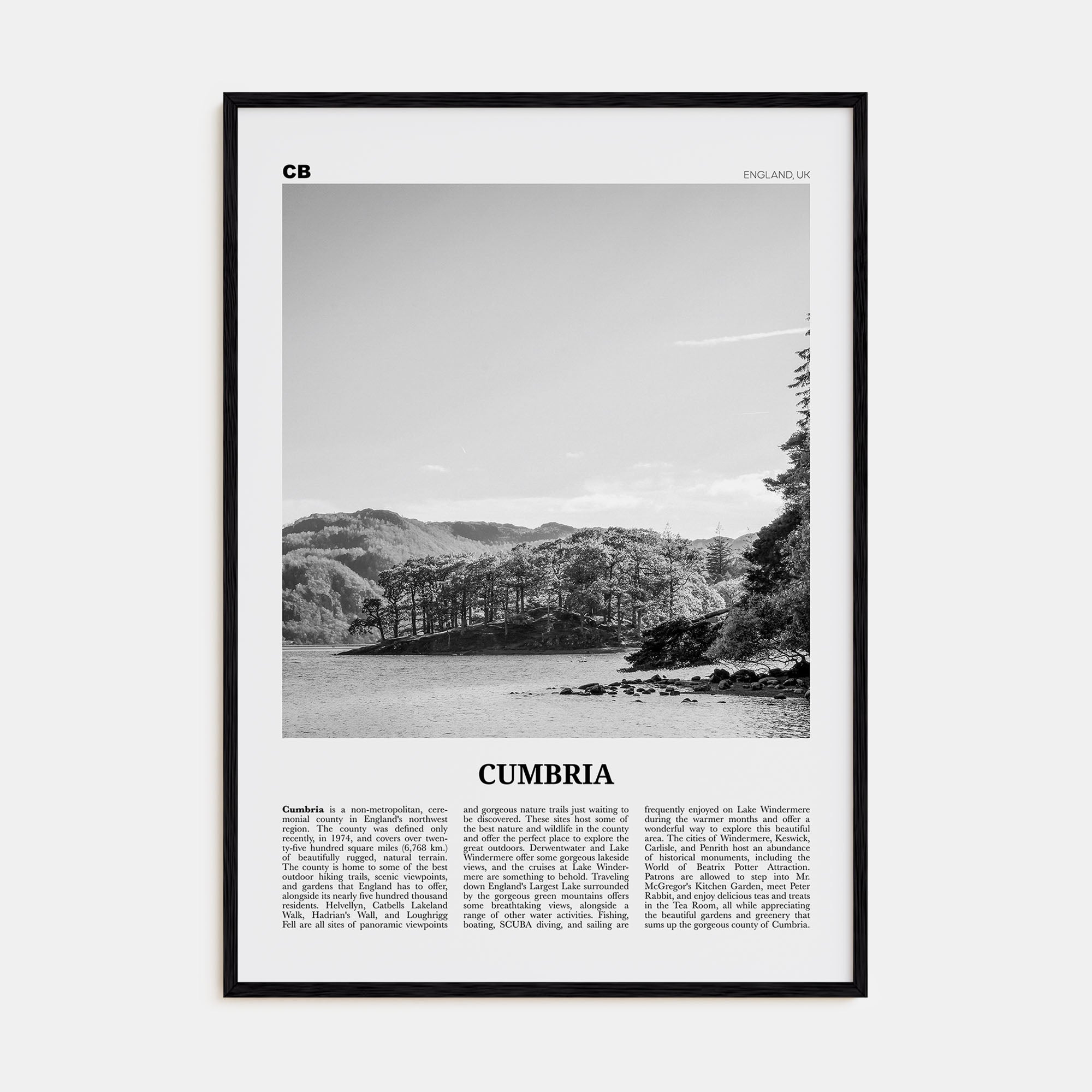Cumbria Travel B&W Poster