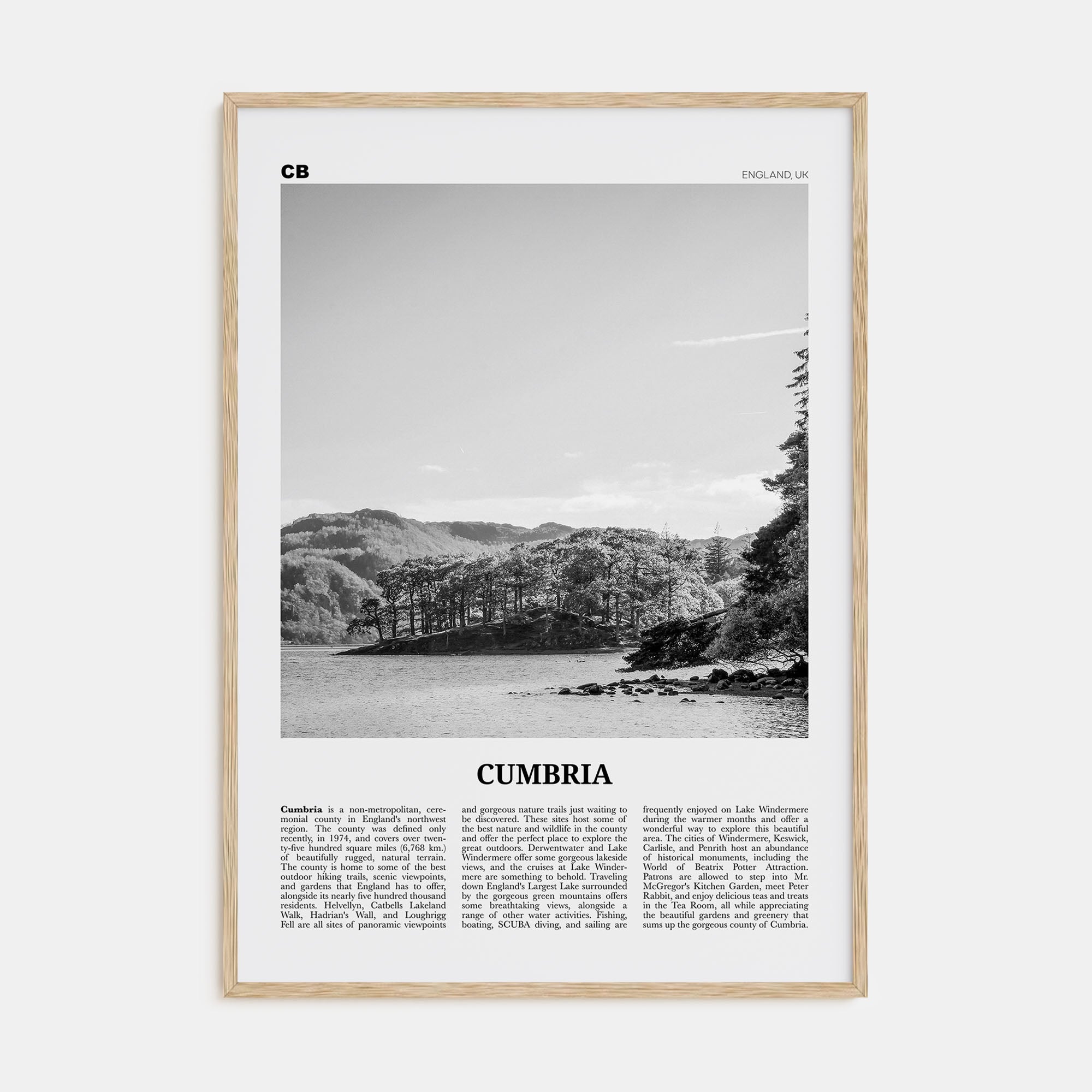 Cumbria Travel B&W Poster