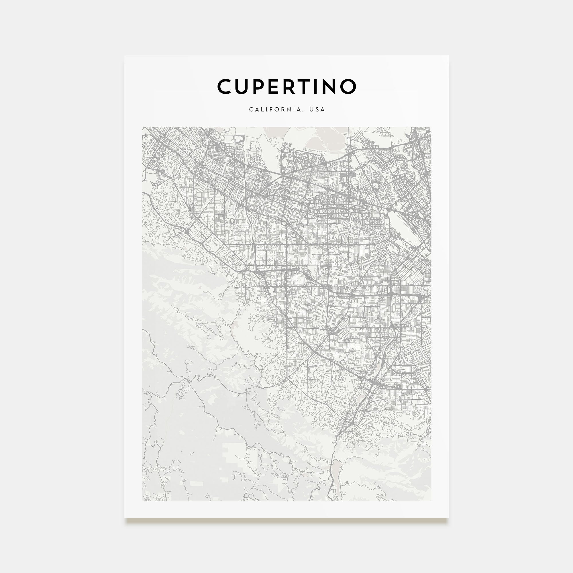 Cupertino Map Portrait Poster