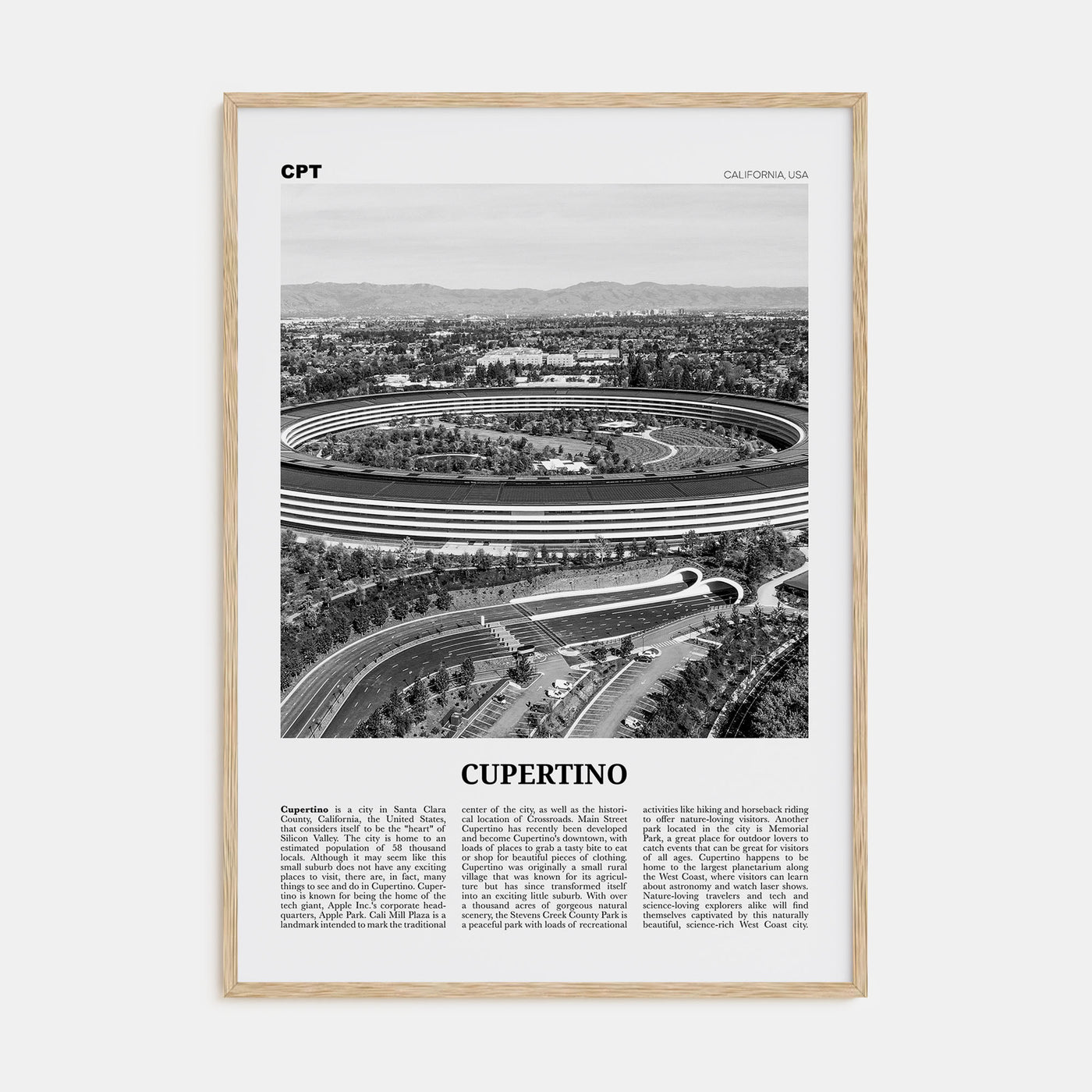Cupertino Travel B&W Poster