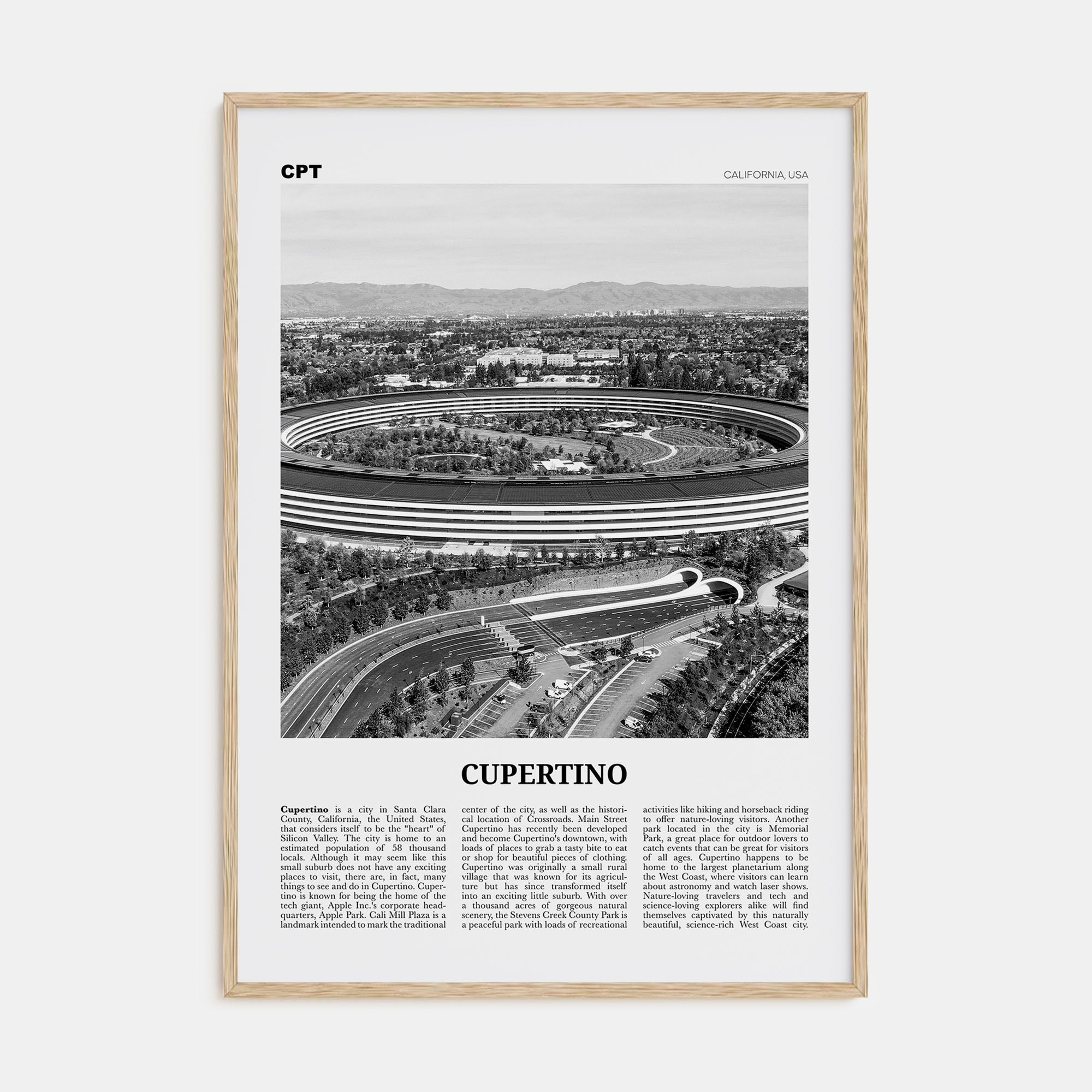 Cupertino Travel B&W Poster