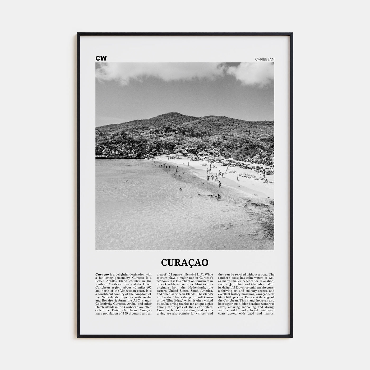 Curaçao Travel B&W Poster