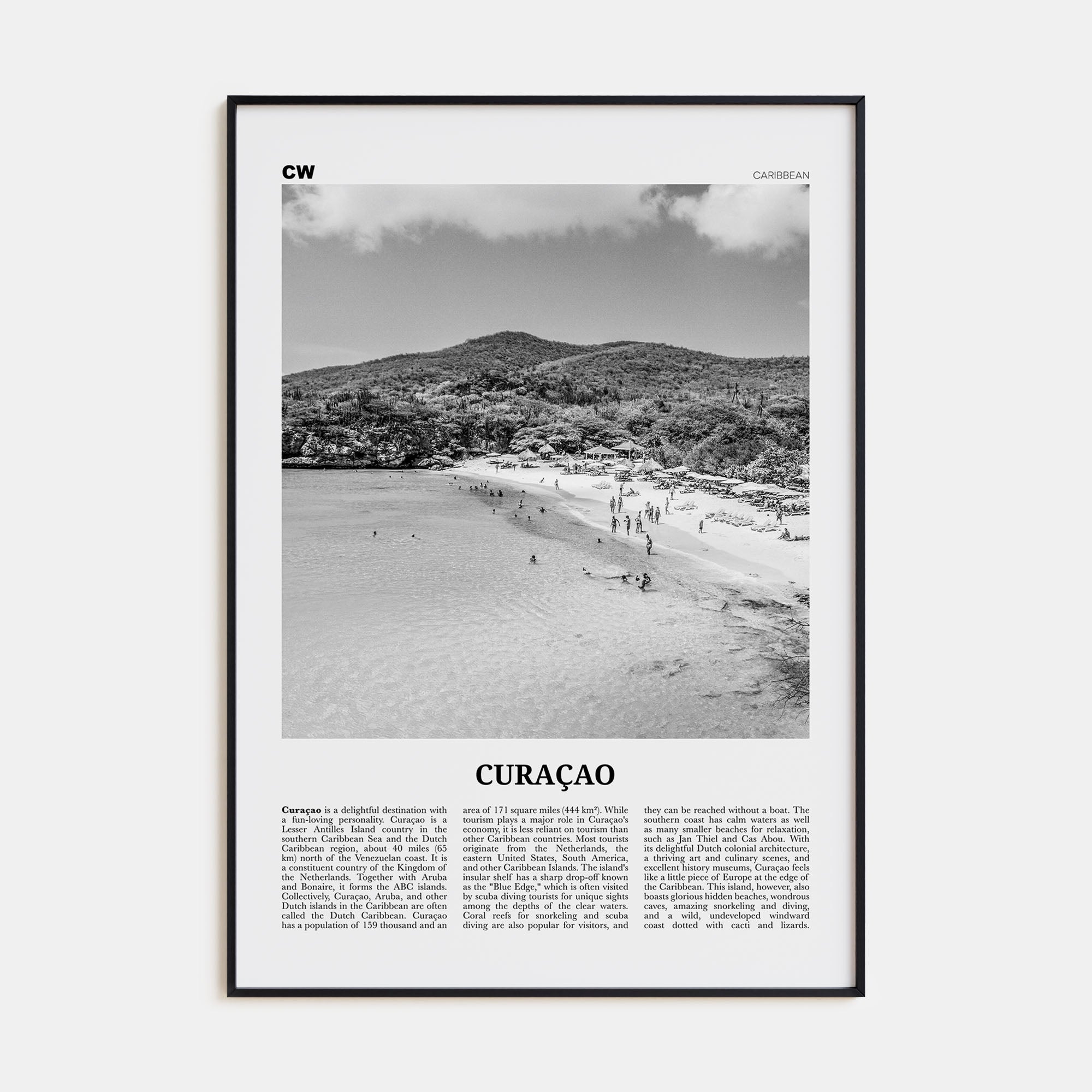 Curaçao Travel B&W Poster