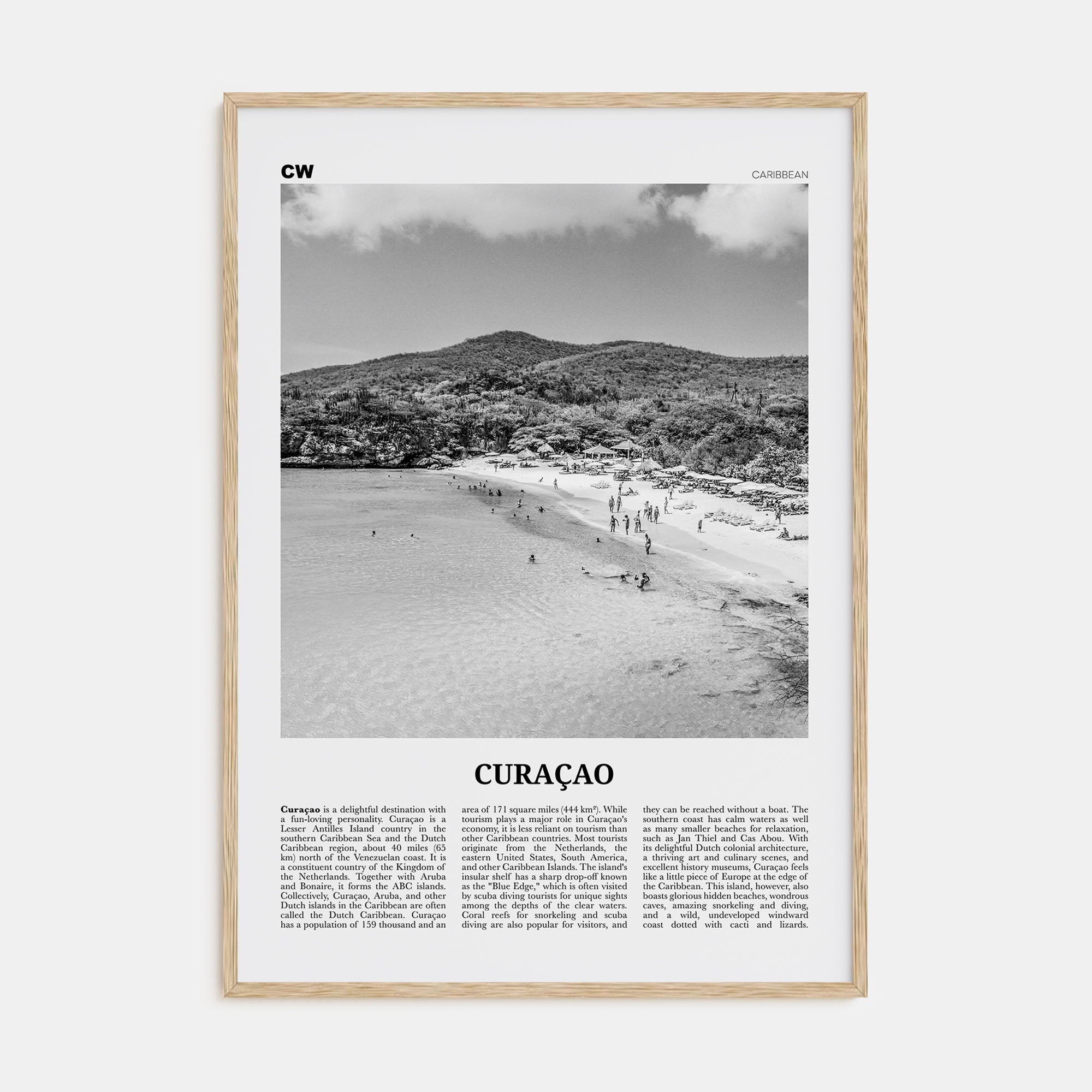 Curaçao Travel B&W Poster