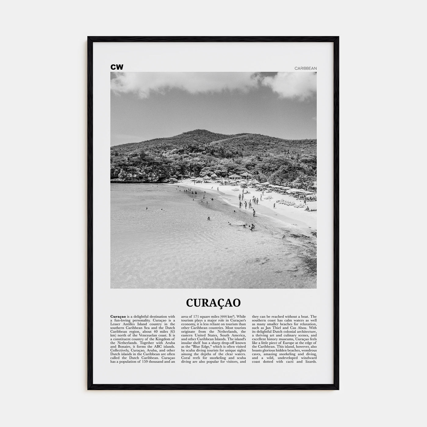 Curaçao Travel B&W Poster