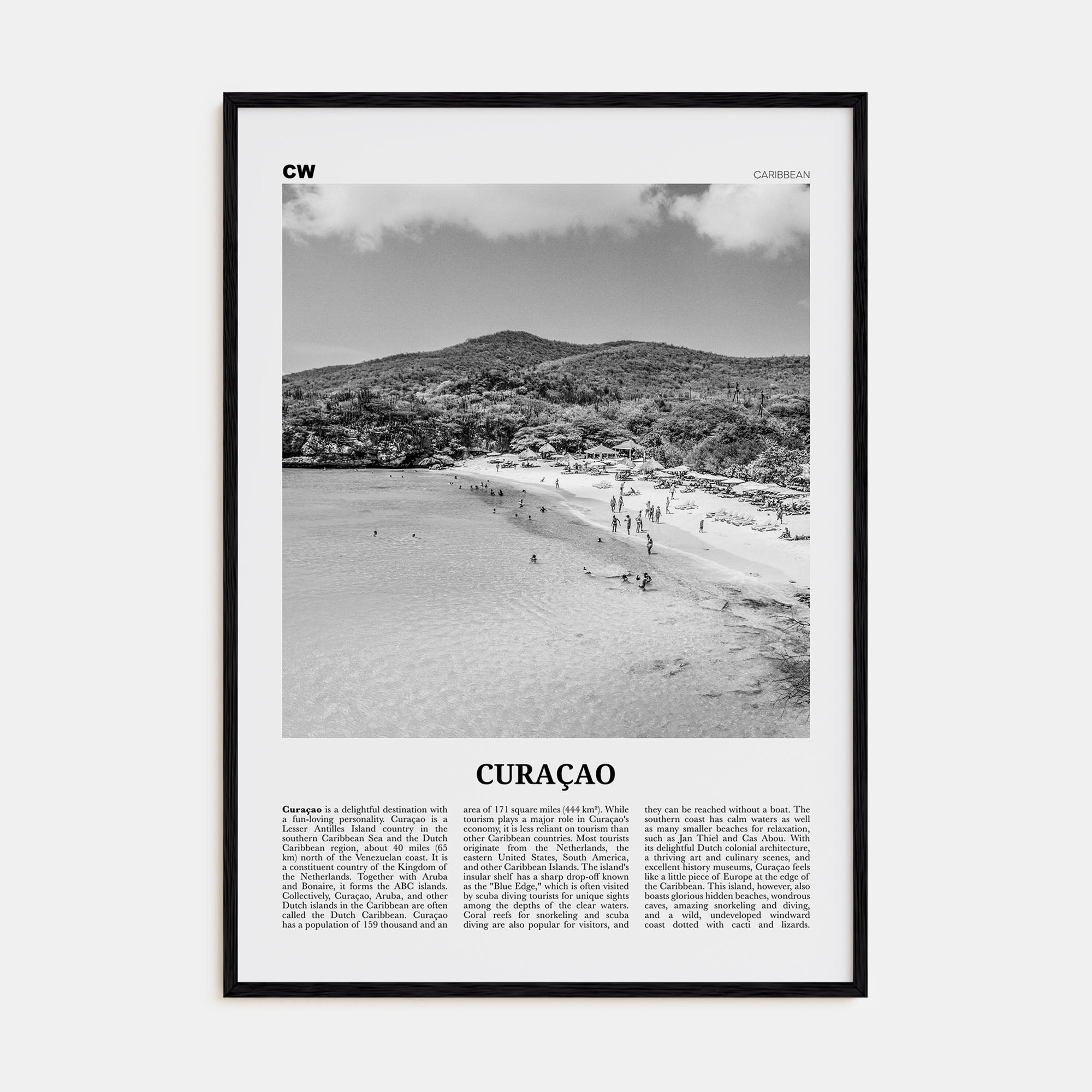 Curaçao Travel B&W Poster