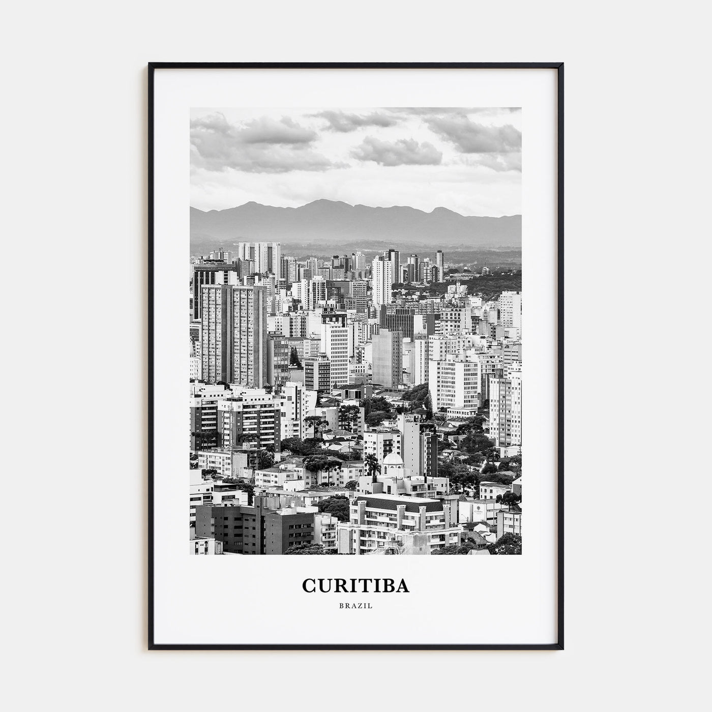 Curitiba Portrait B&W Poster