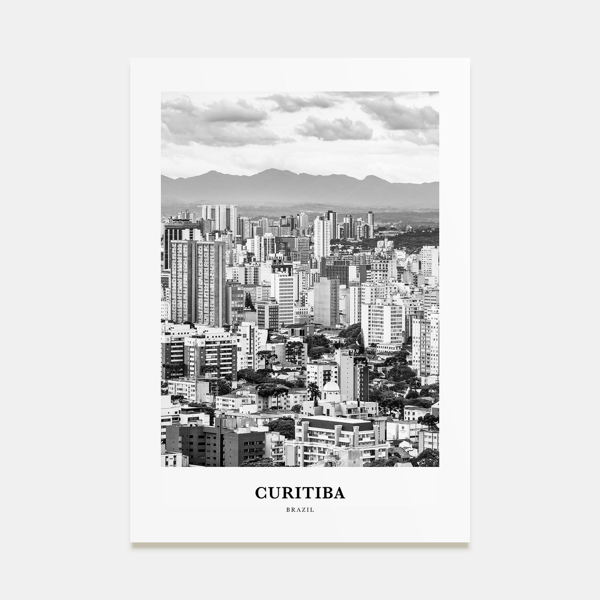 Curitiba Portrait B&W Poster