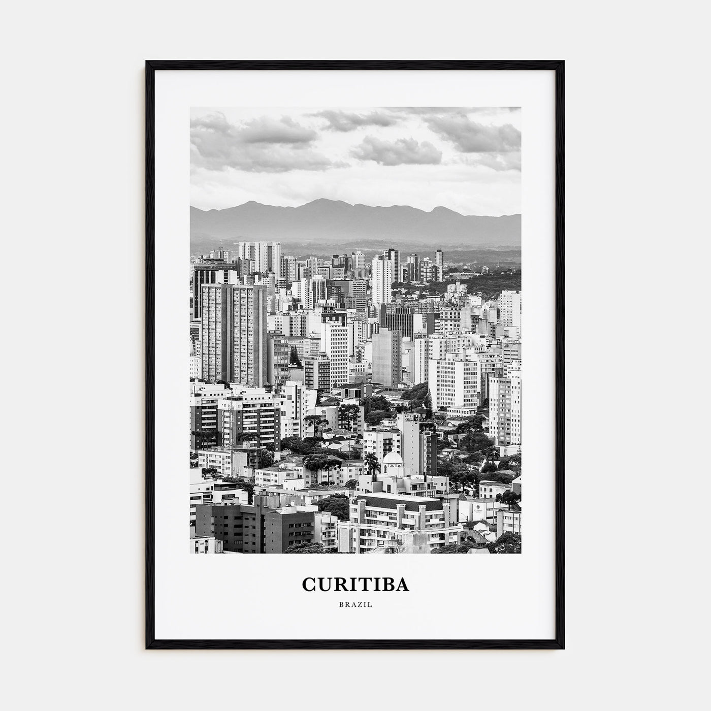 Curitiba Portrait B&W Poster