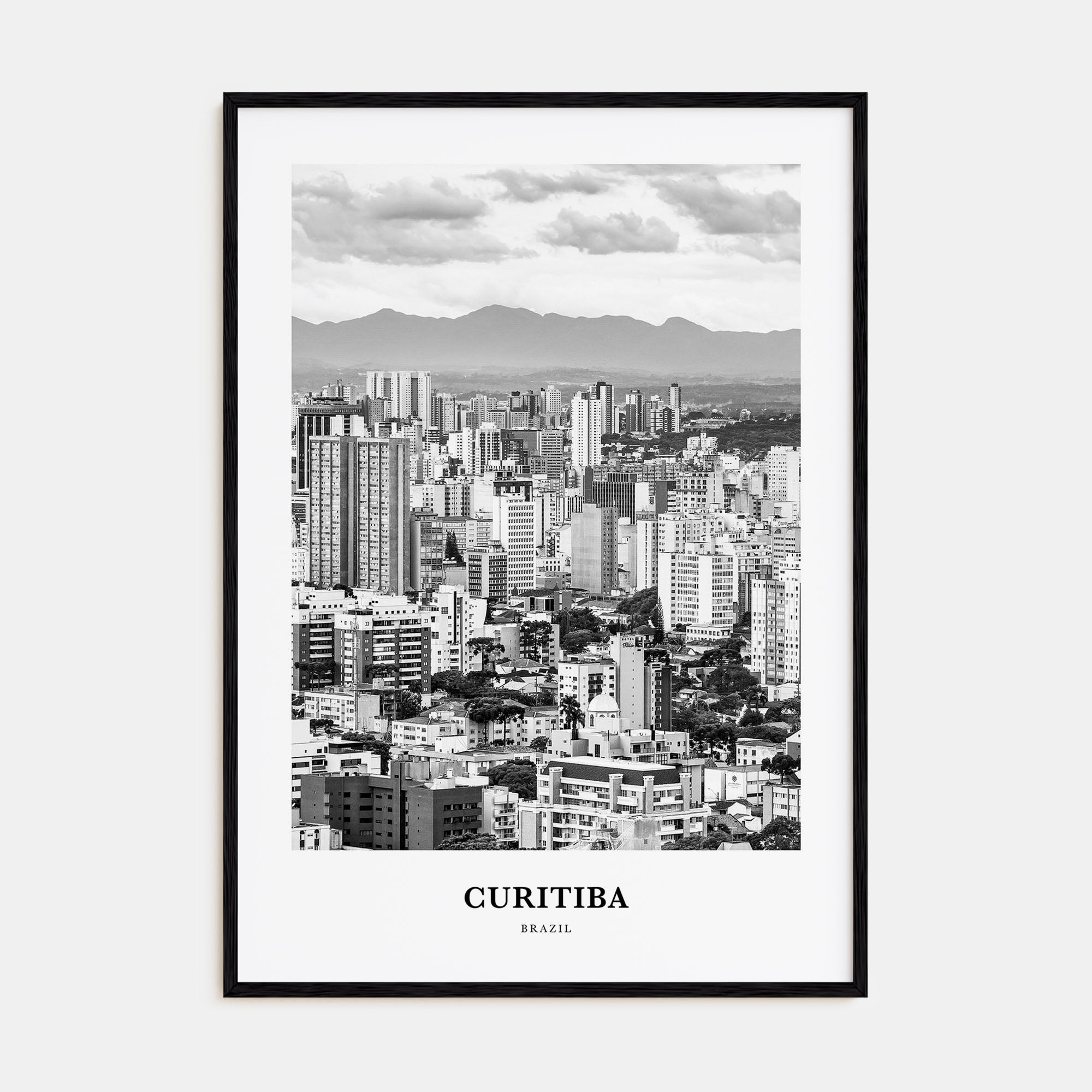 Curitiba Portrait B&W Poster
