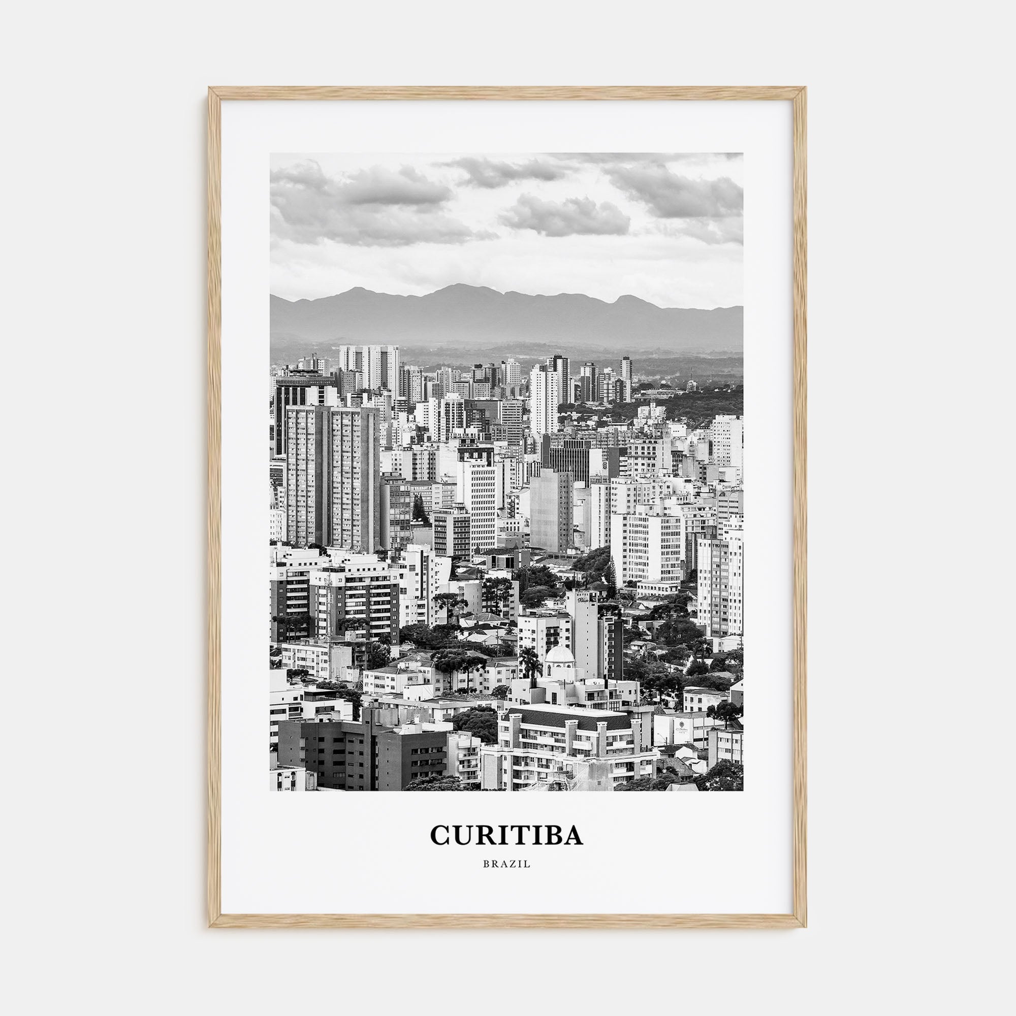 Curitiba Portrait B&W Poster