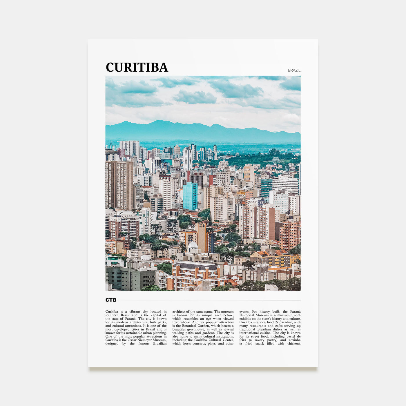 Curitiba Travel Color Poster