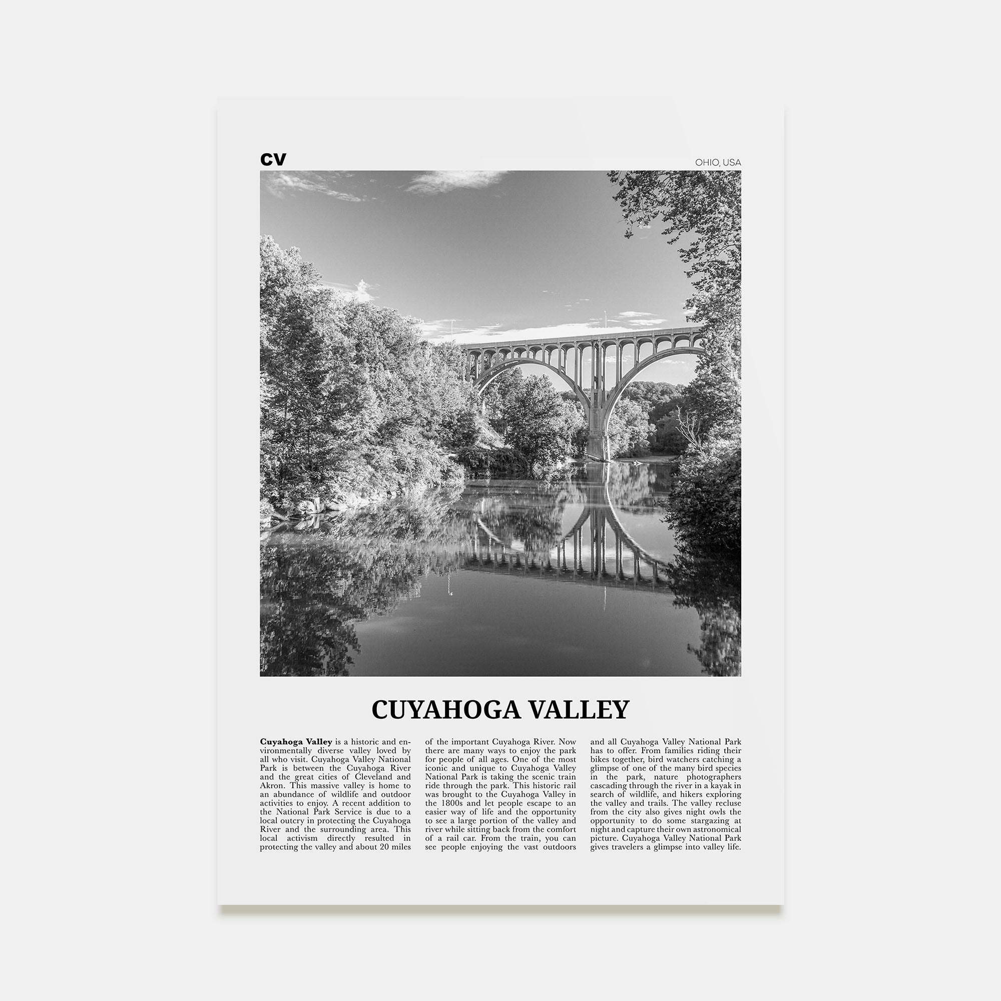 Cuyahoga Valley Travel B&W Poster