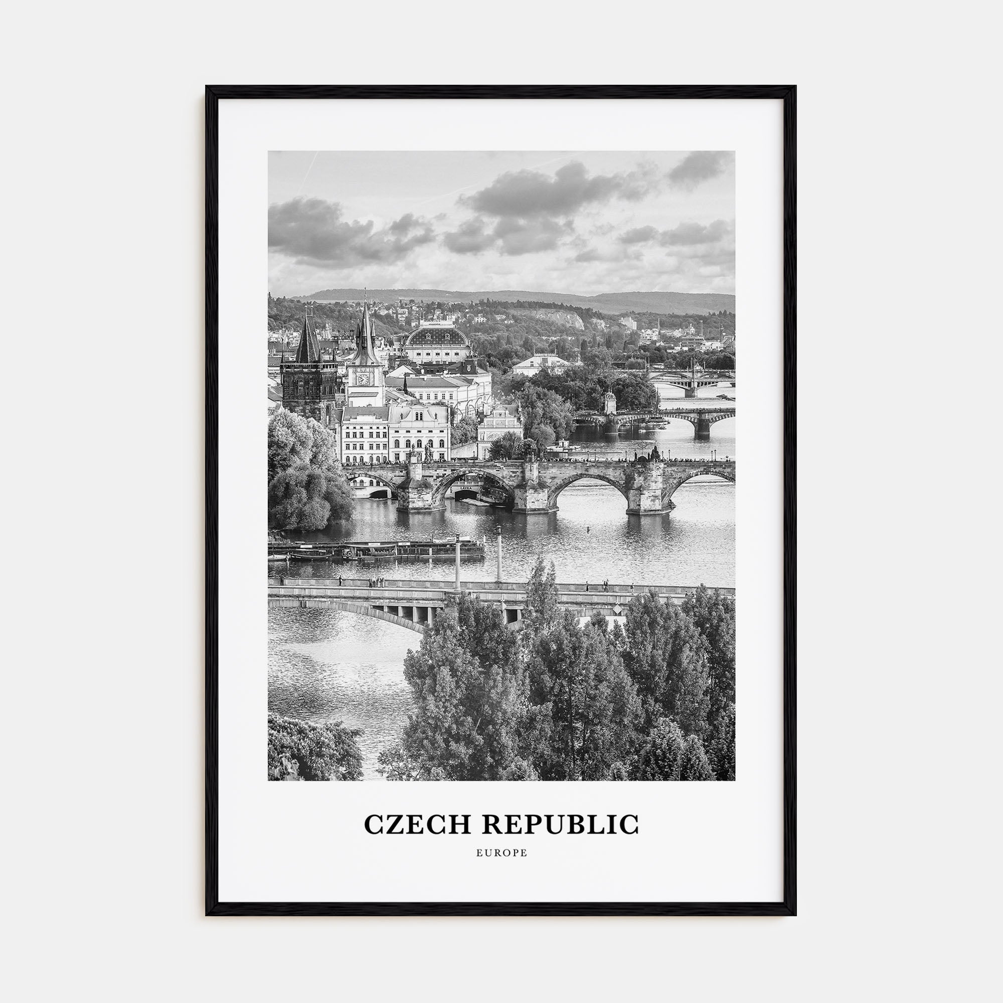 Czech Republic Portrait B&W Poster