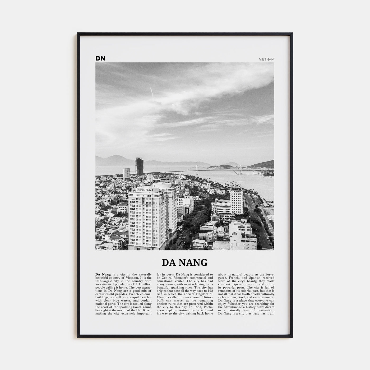 Da Nang Travel B&W Poster