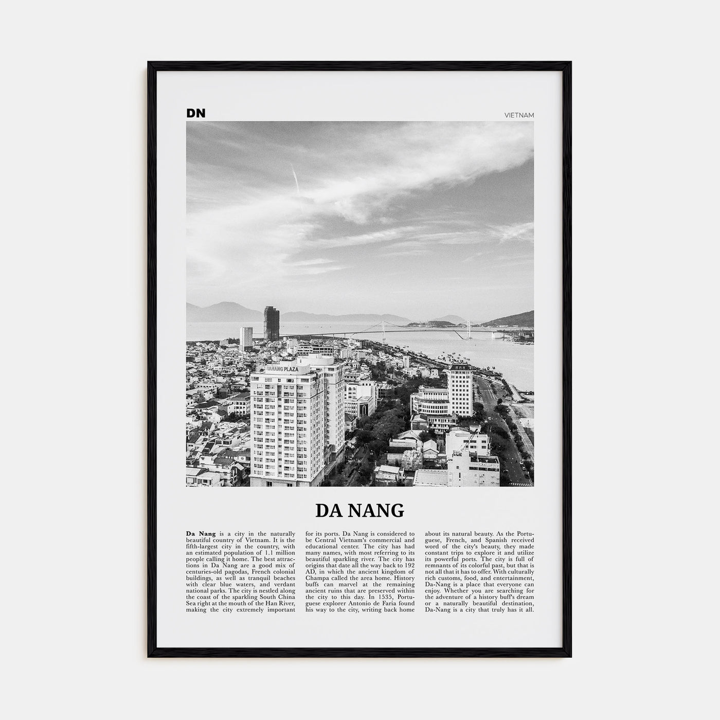 Da Nang Travel B&W Poster