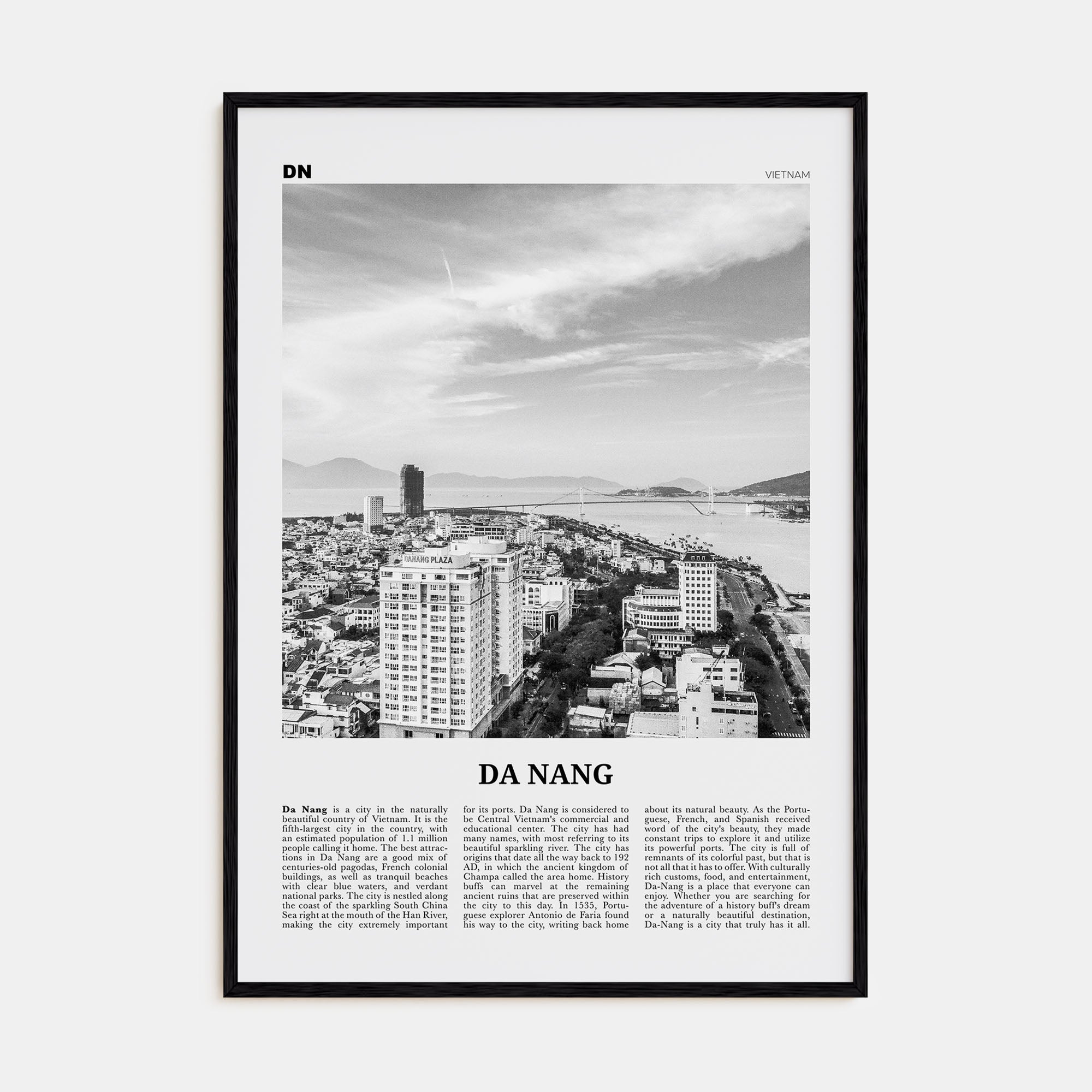Da Nang Travel B&W Poster