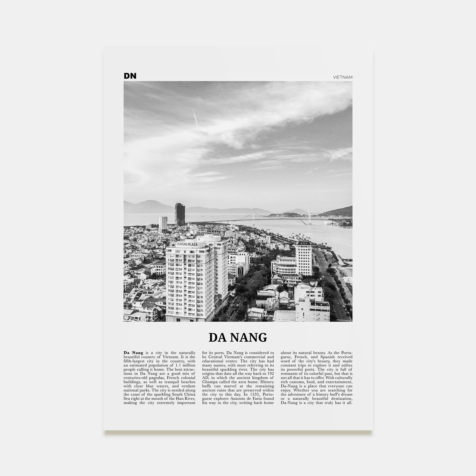 Da Nang Travel B&W Poster