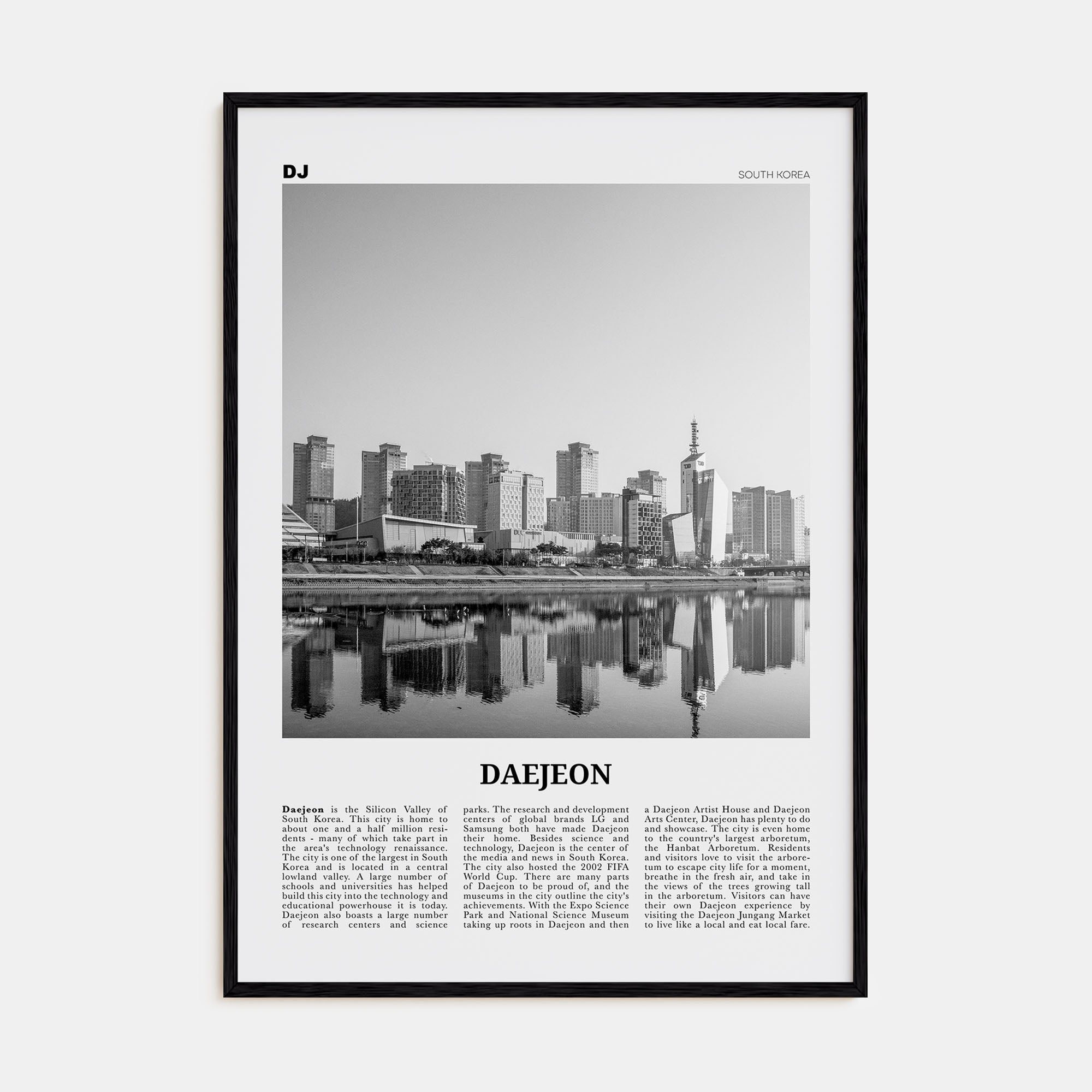 Daejeon Travel B&W Poster