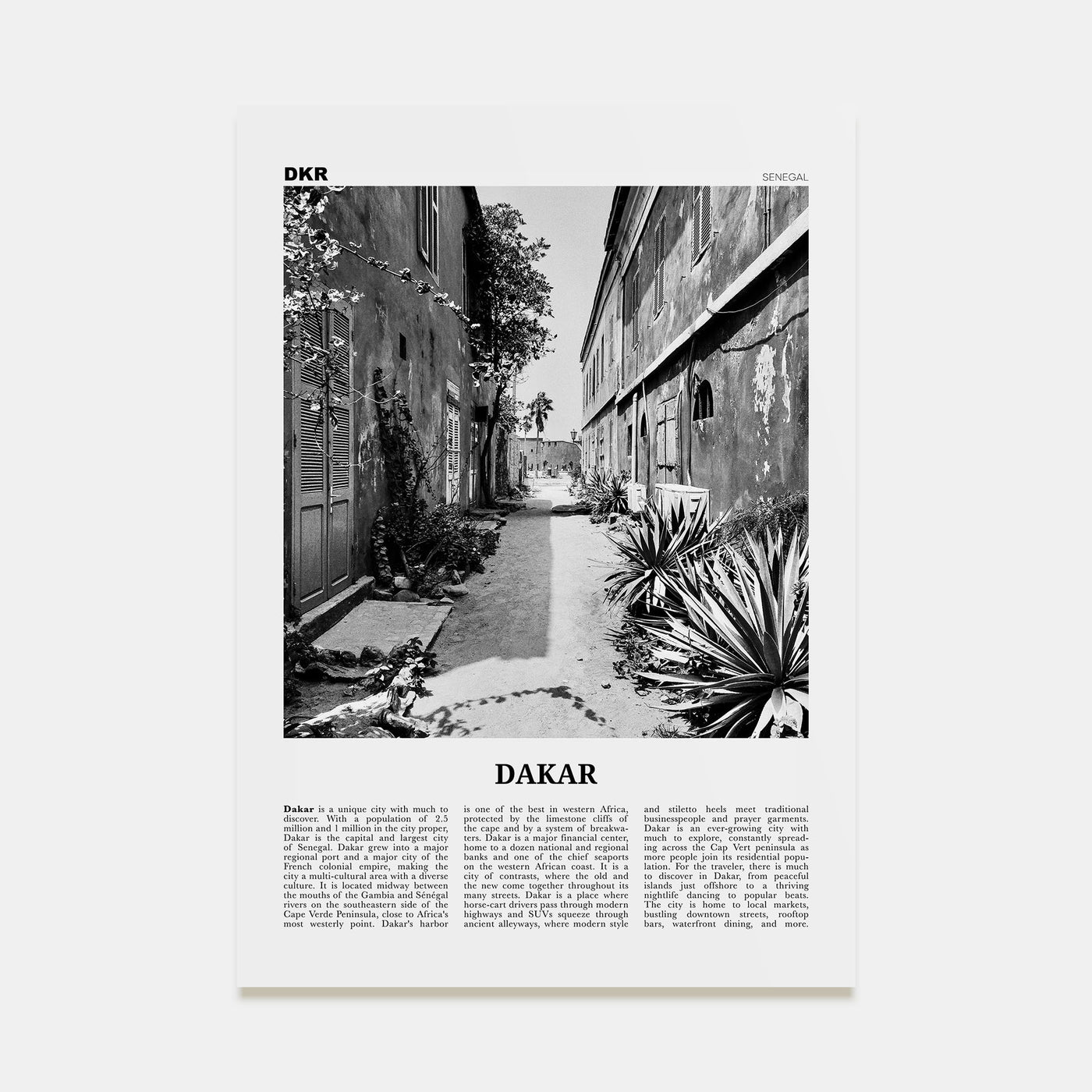 Dakar Travel B&W No 1 Poster