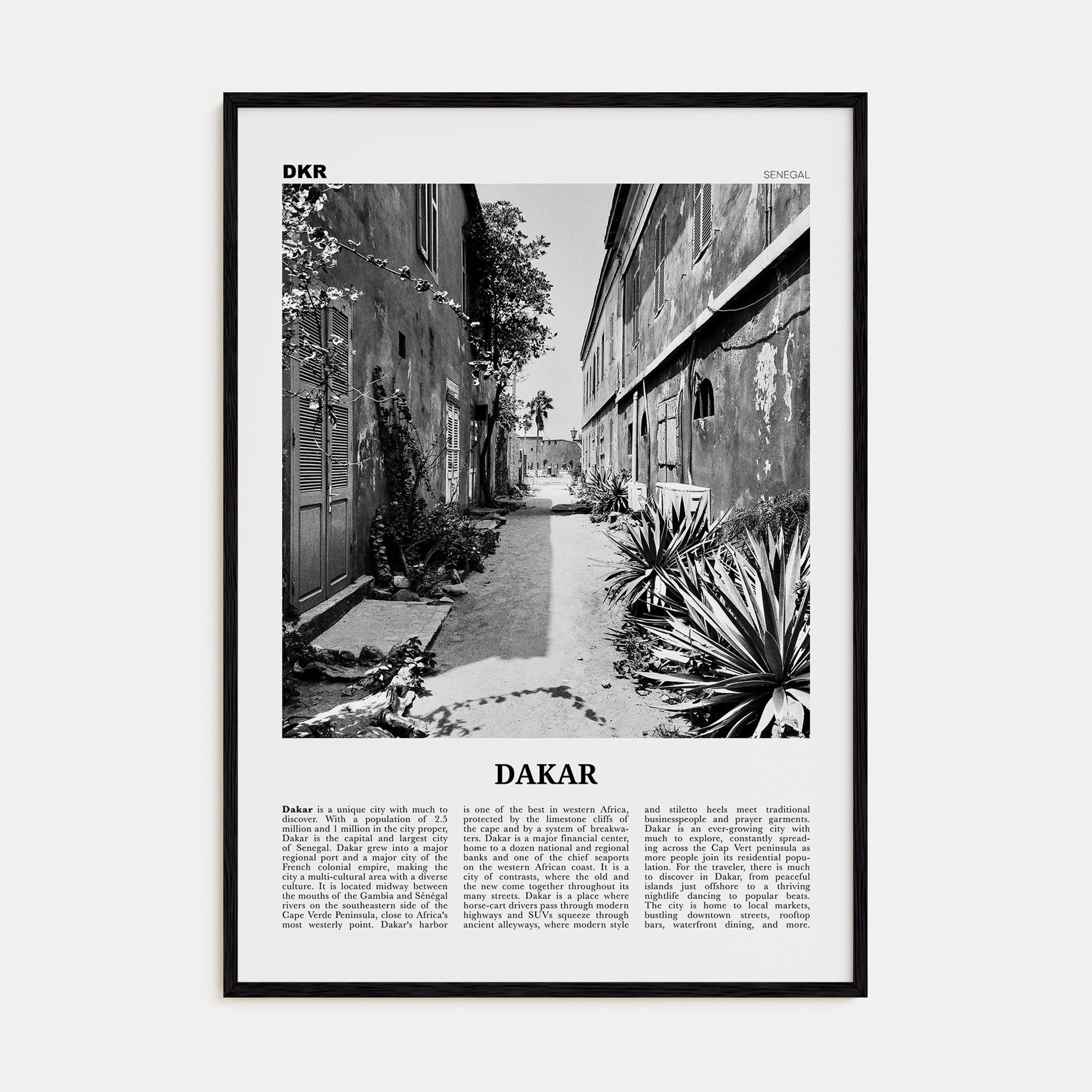 Dakar Travel B&W No 1 Poster