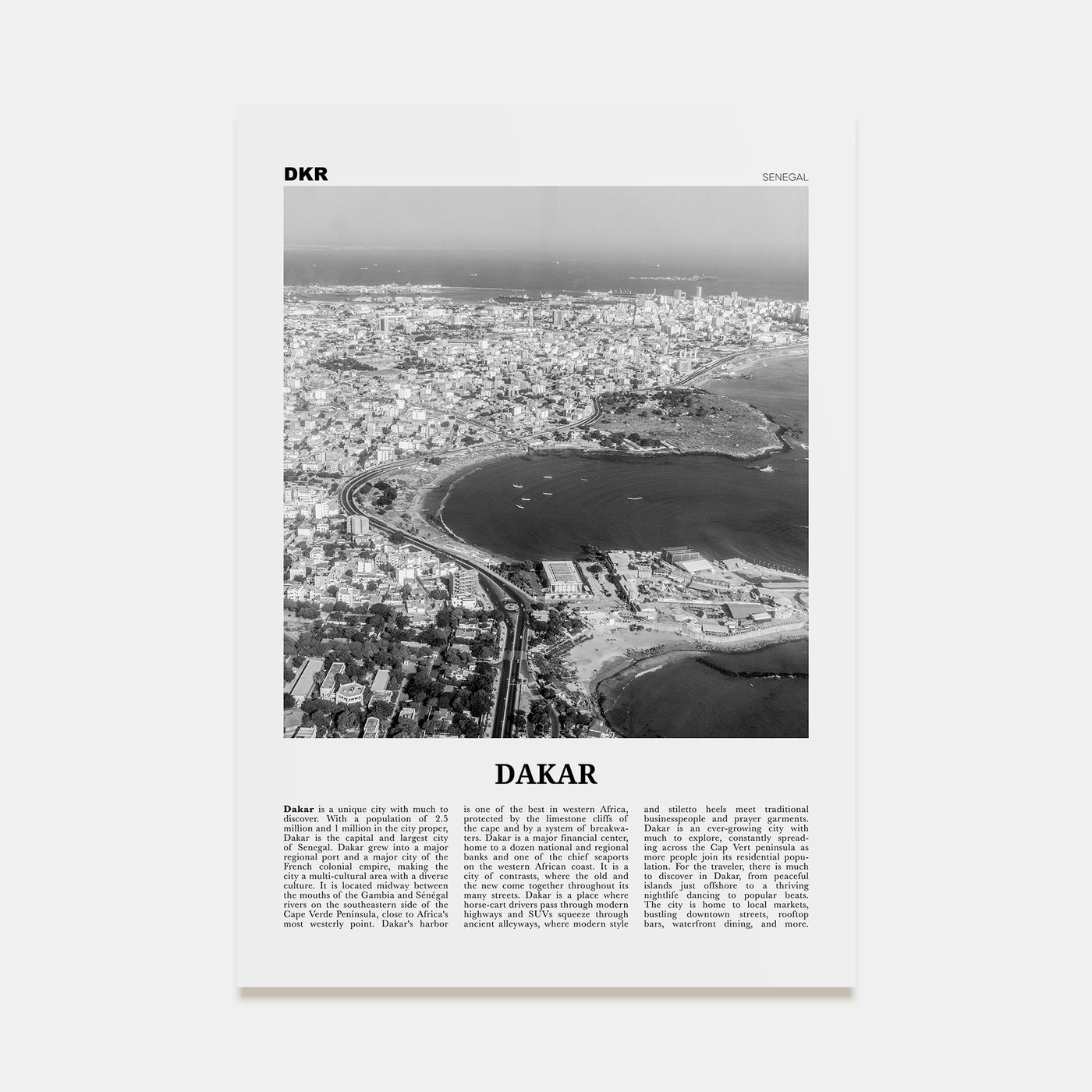 Dakar Travel B&W No 2 Poster