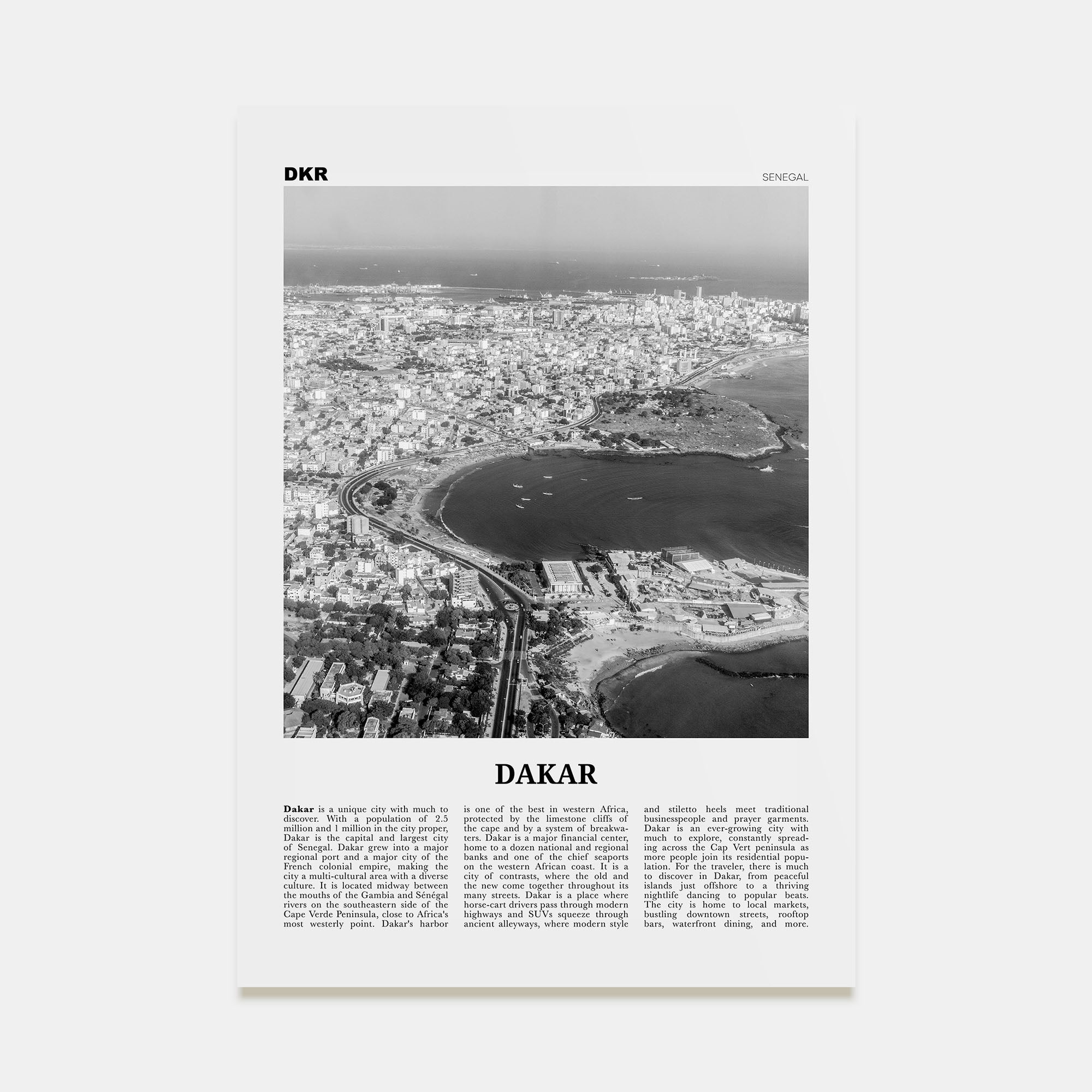 Dakar Travel B&W No 2 Poster