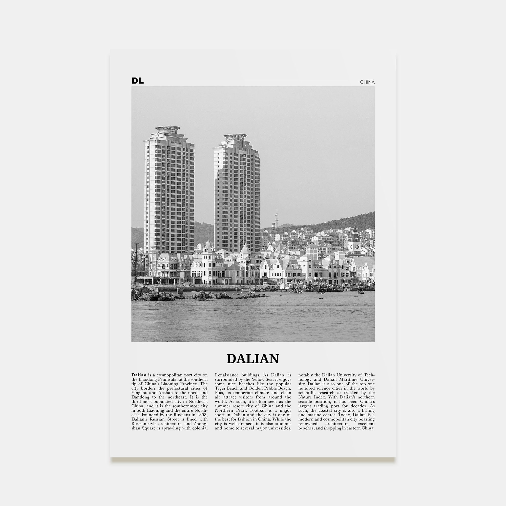 Dalian Travel B&W Poster