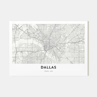 Dallas Map Landscape Poster