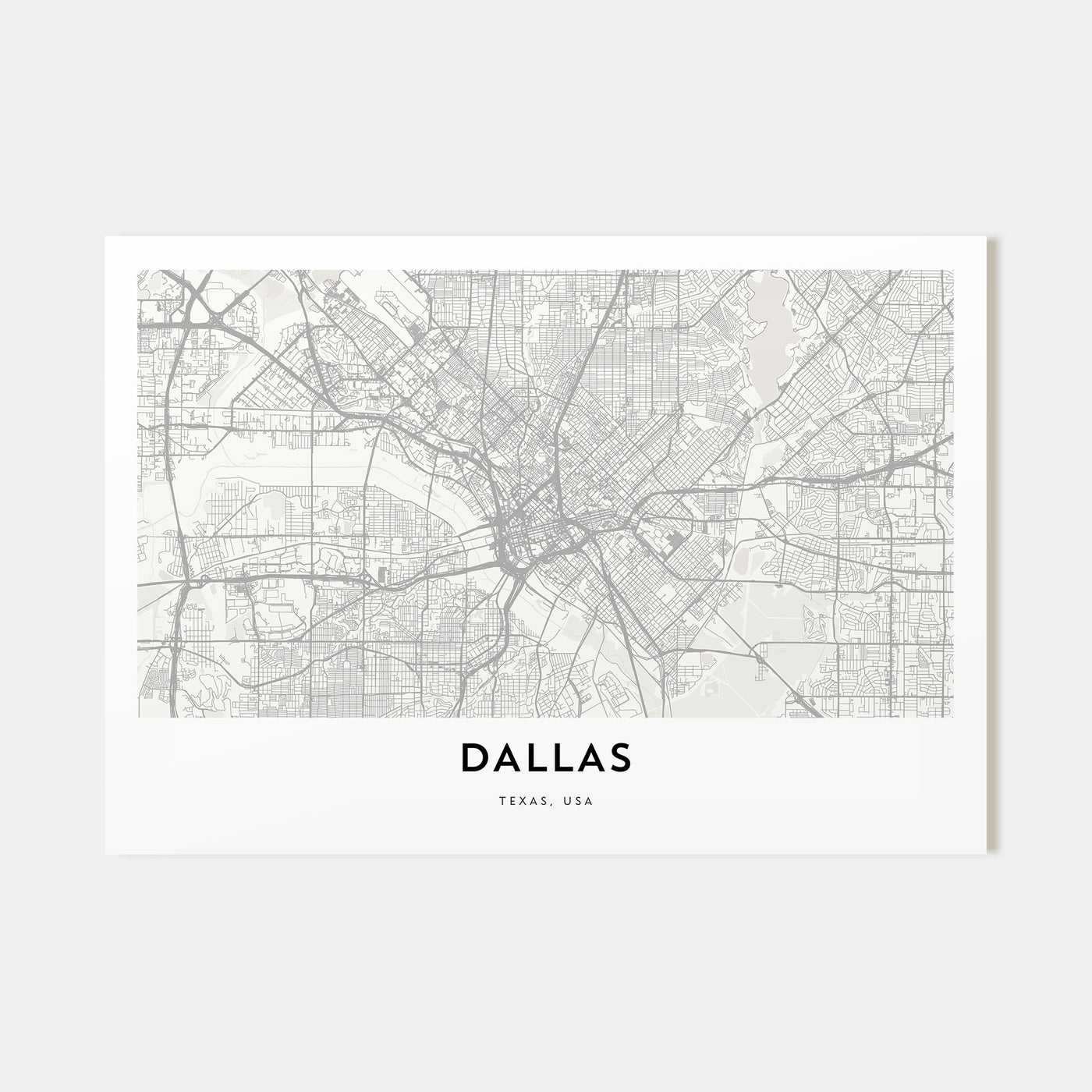 Dallas Map Landscape Poster