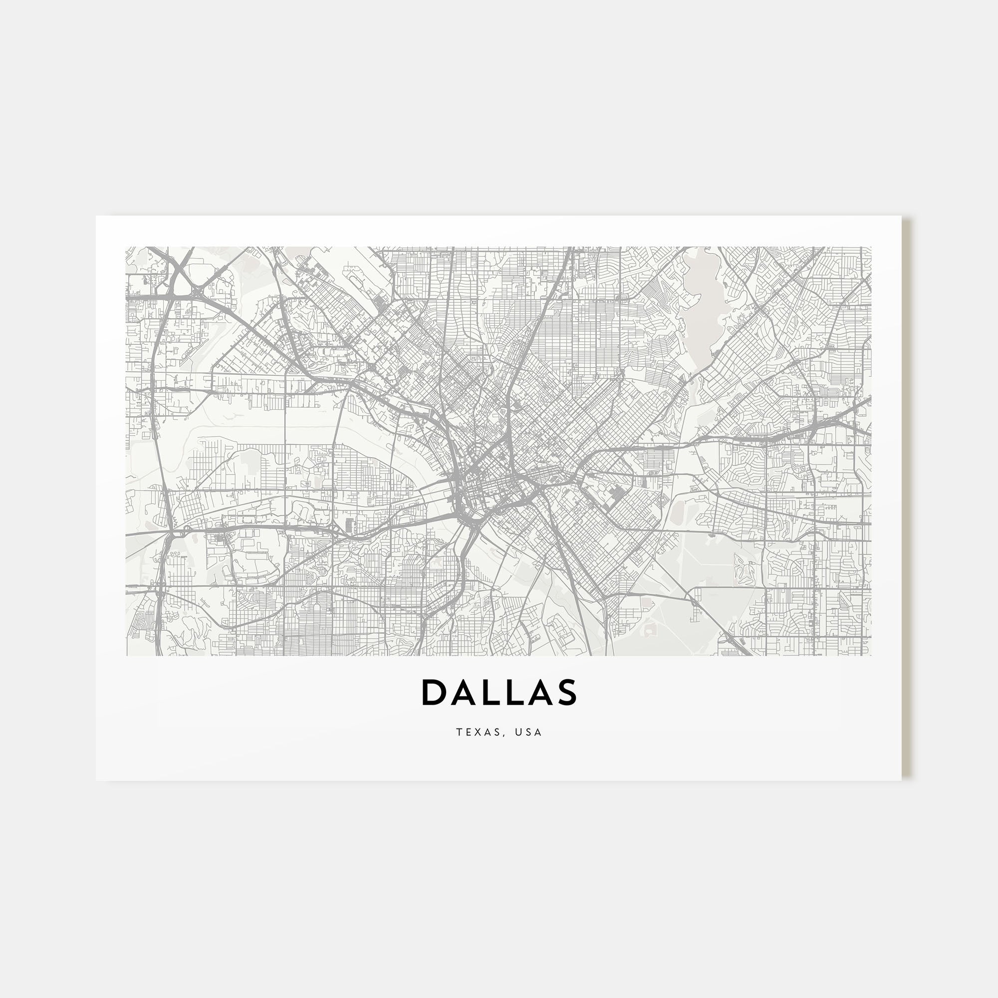 Dallas Map Landscape Poster