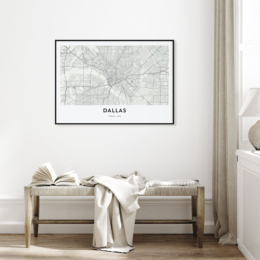 Dallas Map Landscape Poster