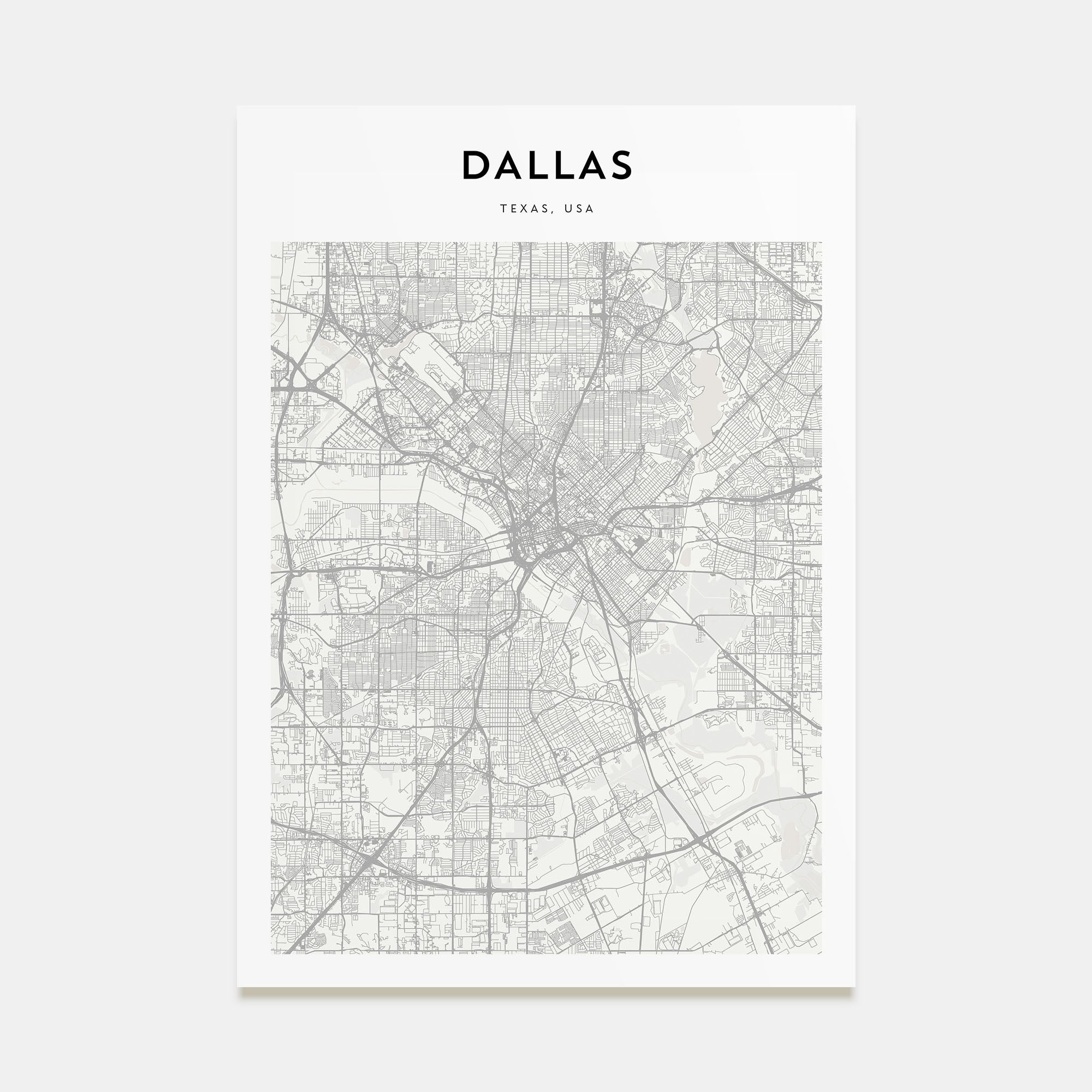 Dallas Map Portrait Poster